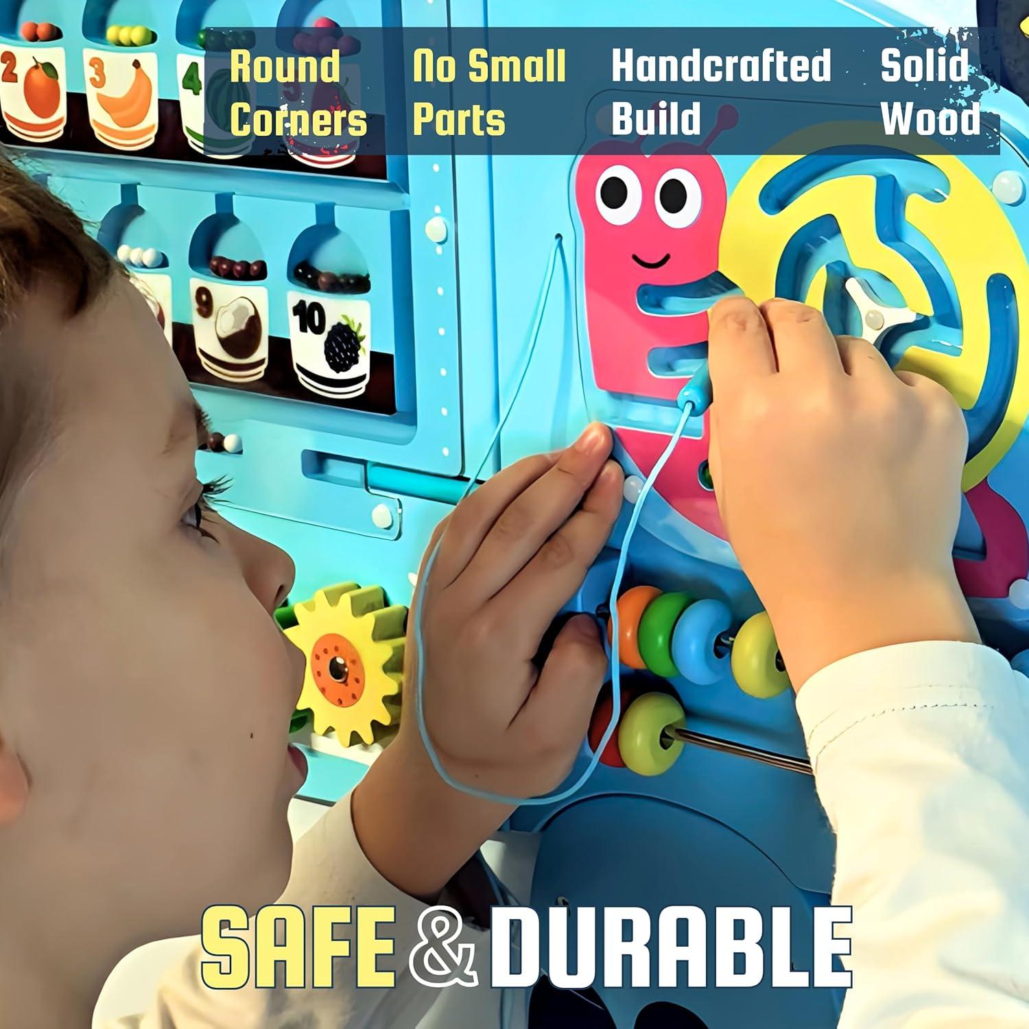 Tablero de Actividad de Dinosaurios Montessori 12 en 1 Azul