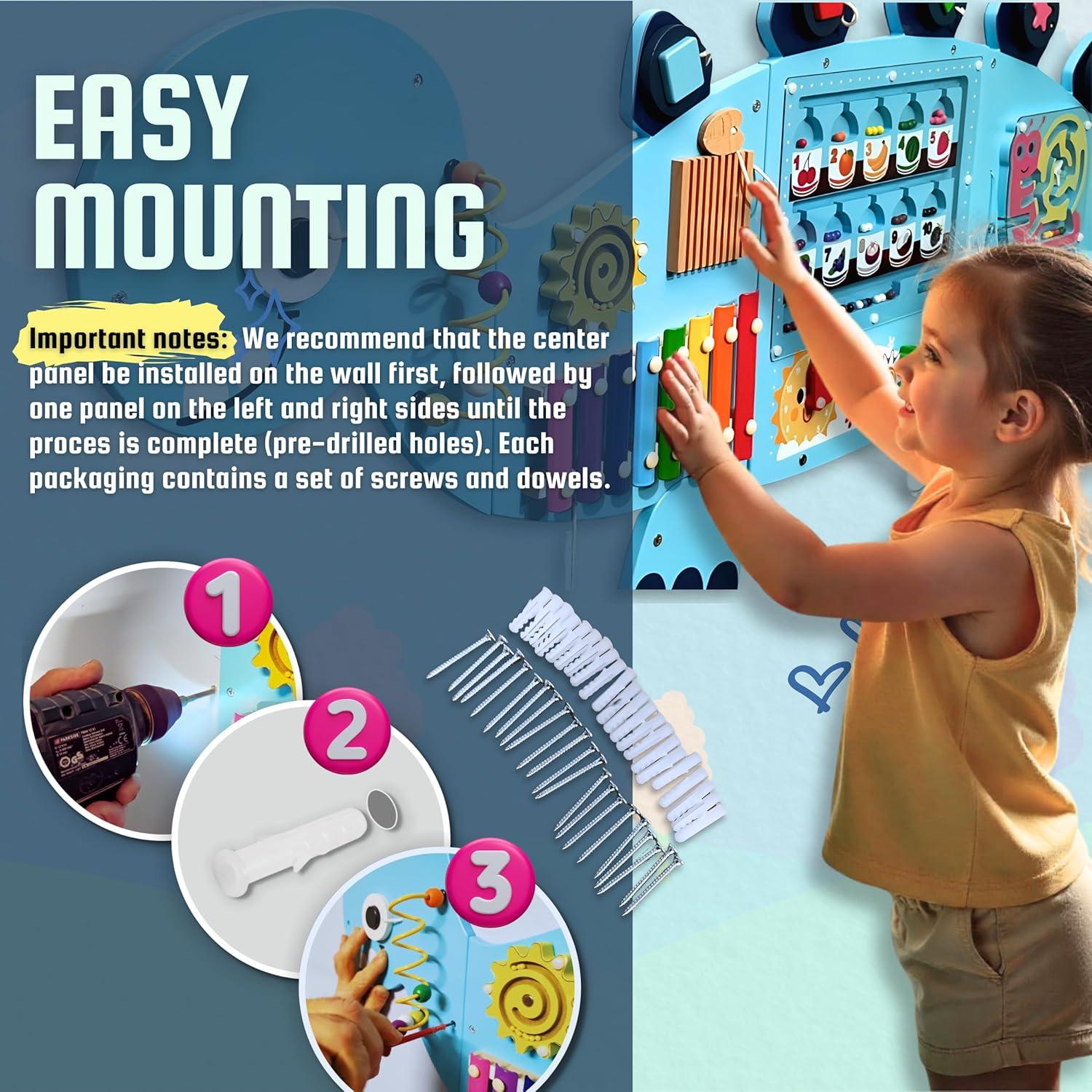 Tablero de Actividad de Dinosaurios Montessori 12 en 1 Azul