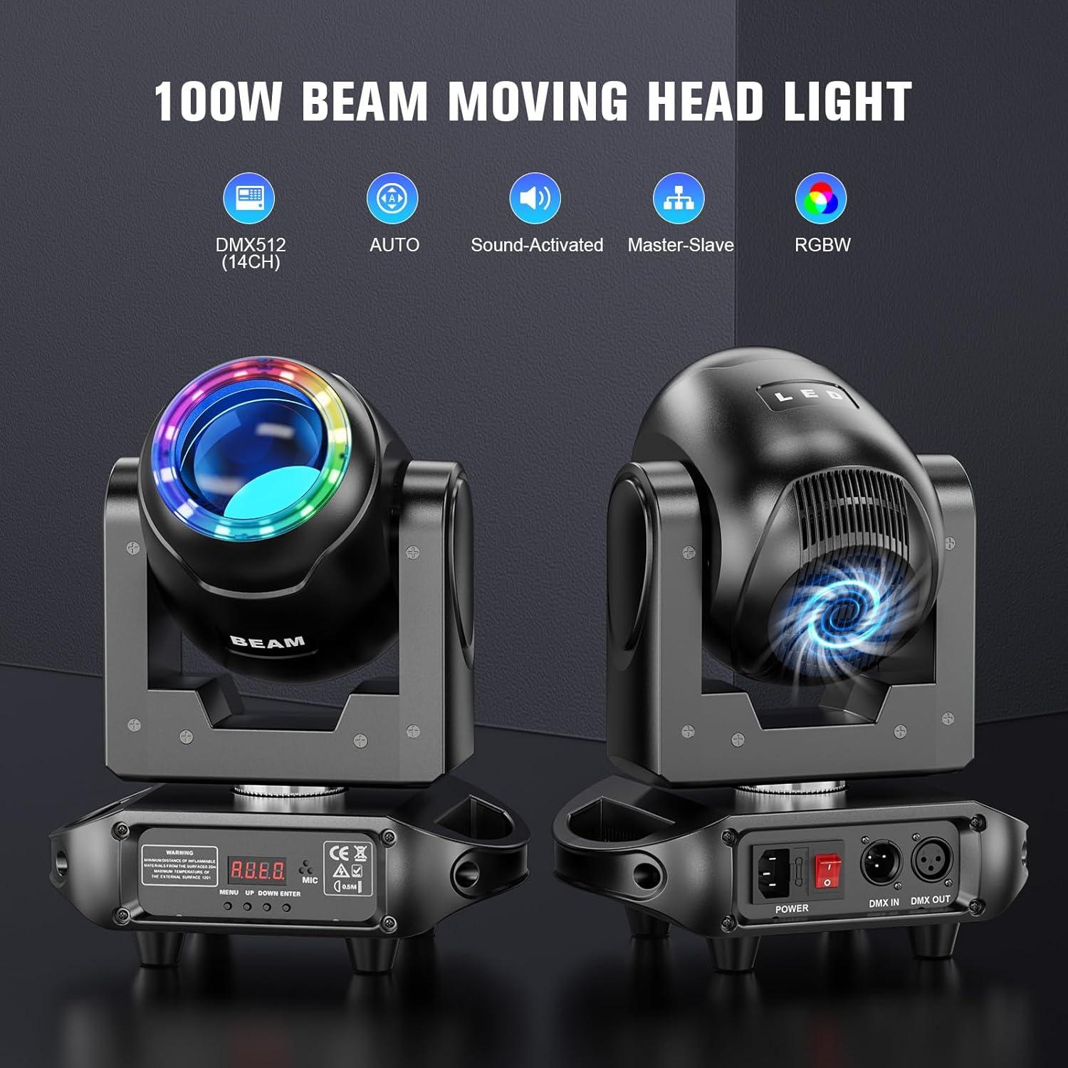 Luz DJ Moving Head 100W RGB 14CH DMX con 8 GOBOs
