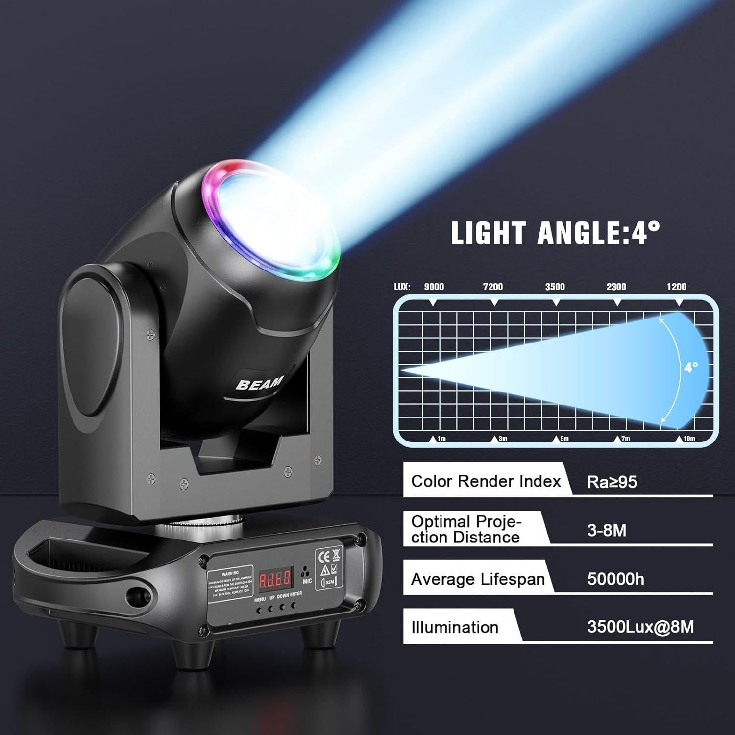 Luz DJ Moving Head 100W RGB 14CH DMX con 8 GOBOs