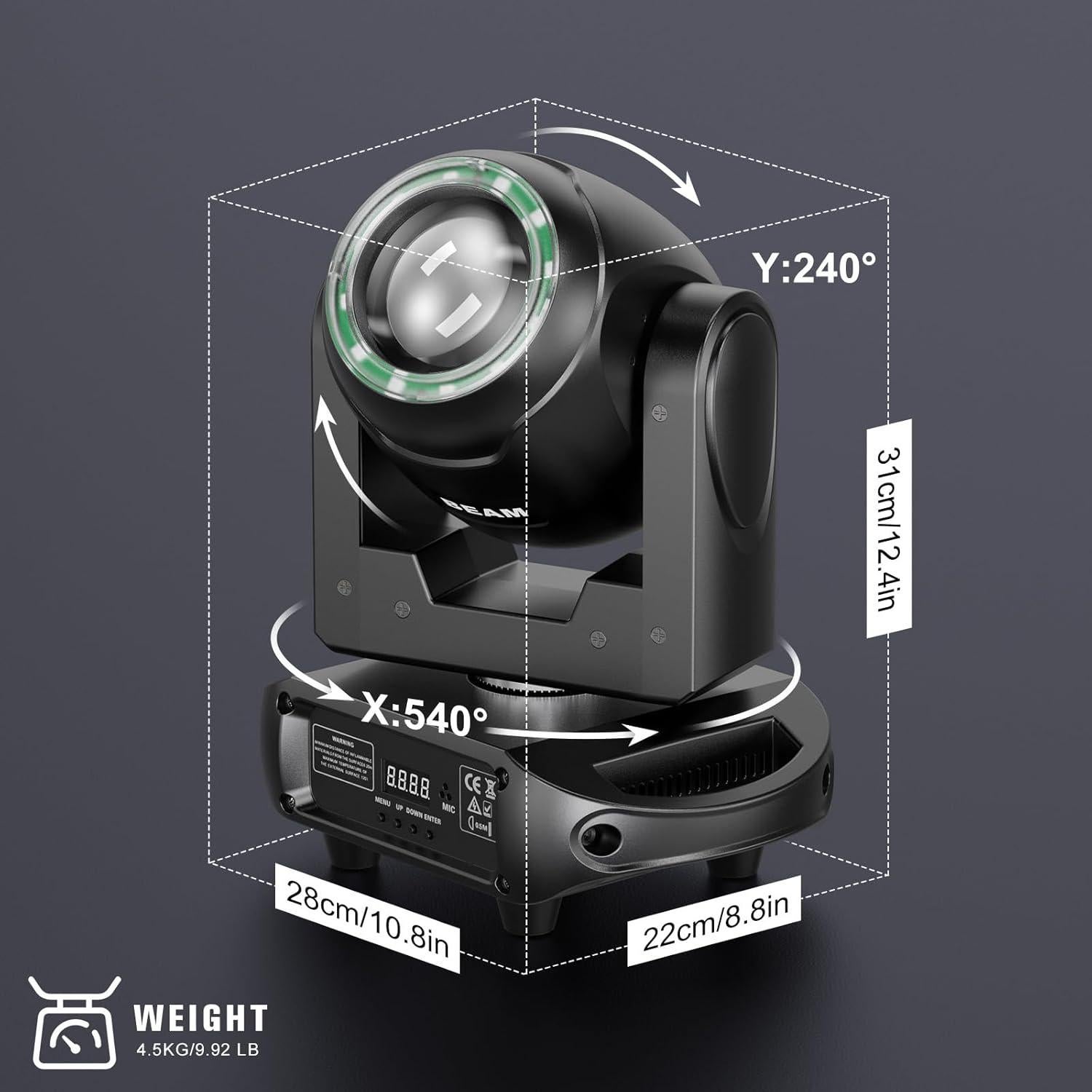 Luz DJ Moving Head 100W RGB 14CH DMX con 8 GOBOs