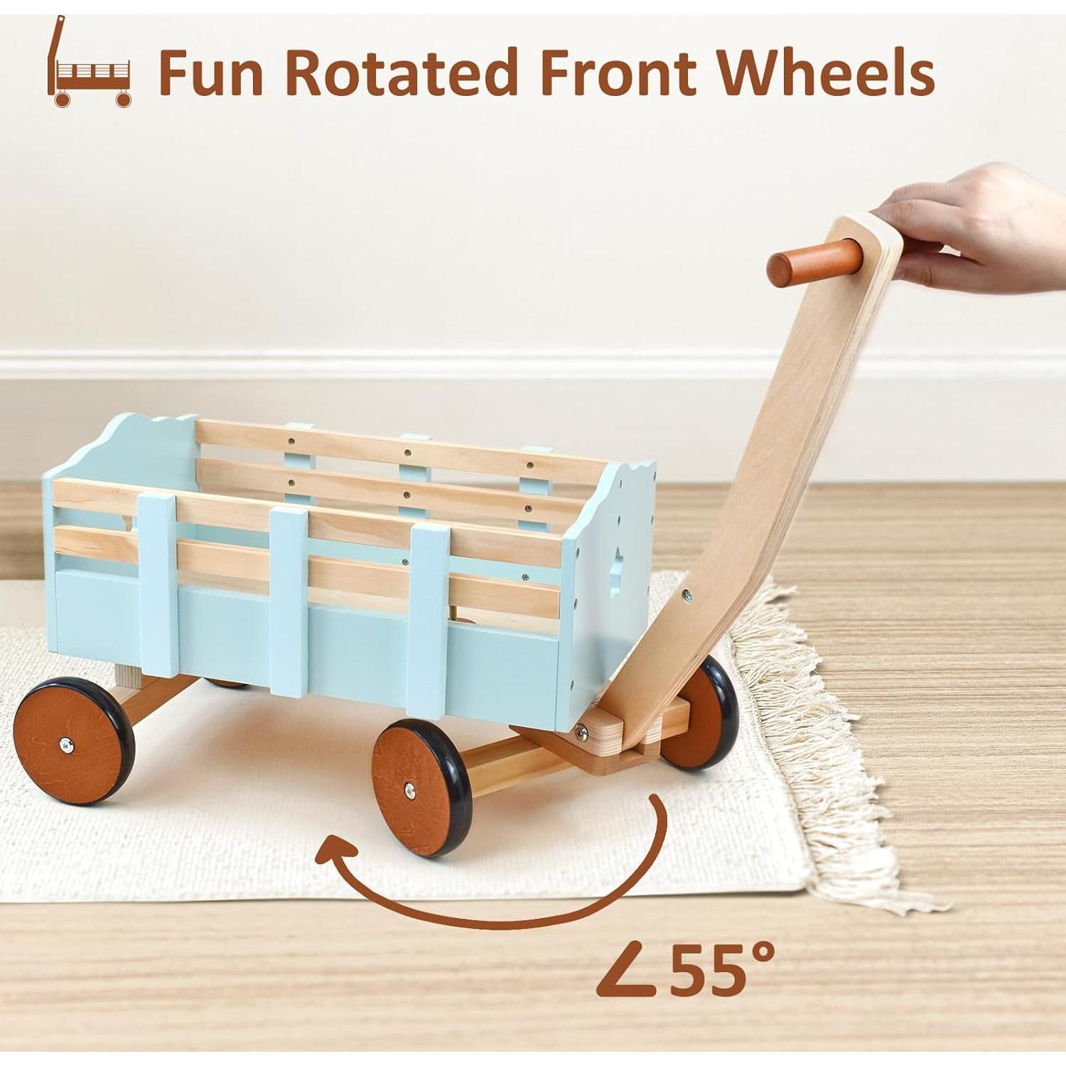 Carrito de Juguete PairPear 2 en 1 Andador y Carga Madera