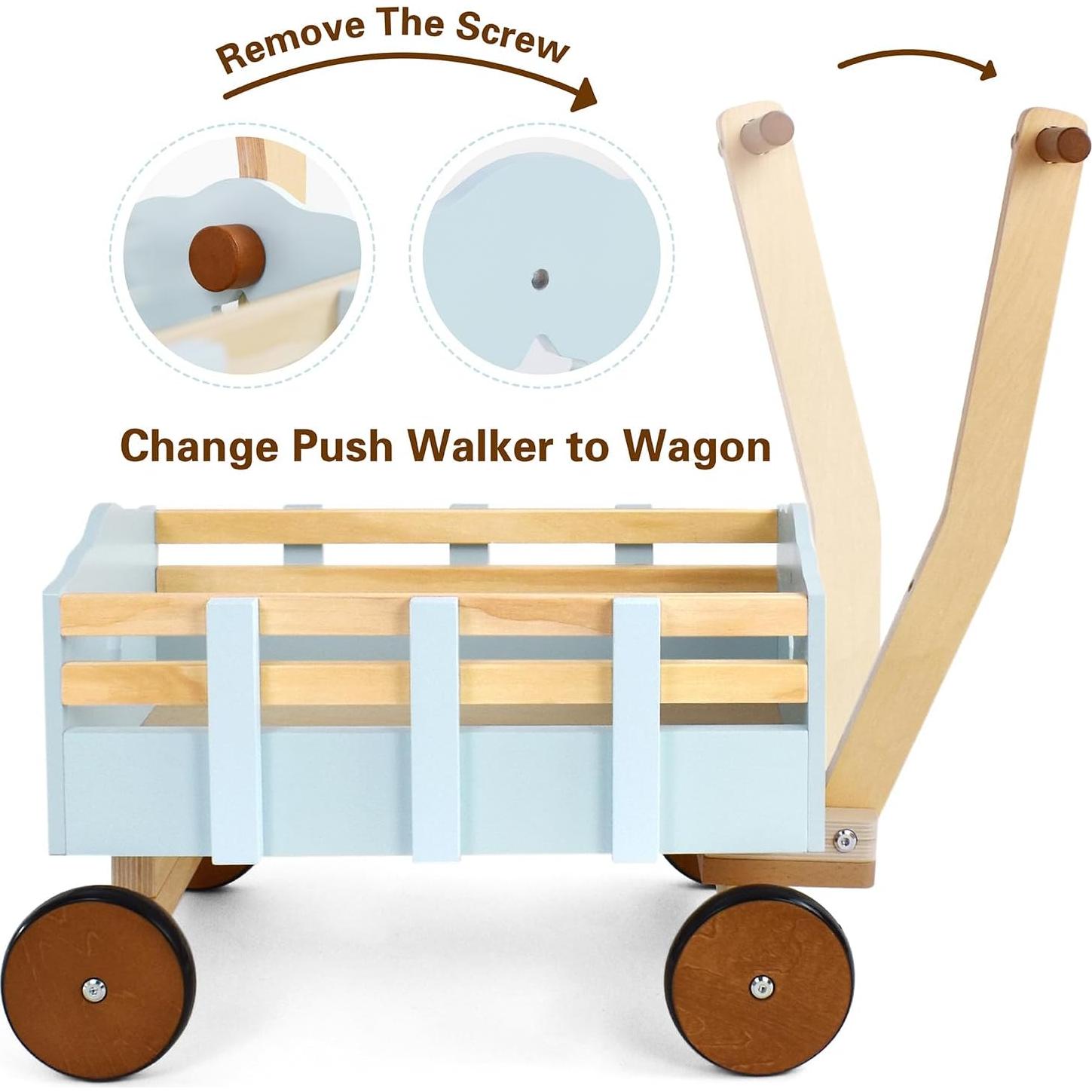 Carrito de Juguete PairPear 2 en 1 Andador y Carga Madera