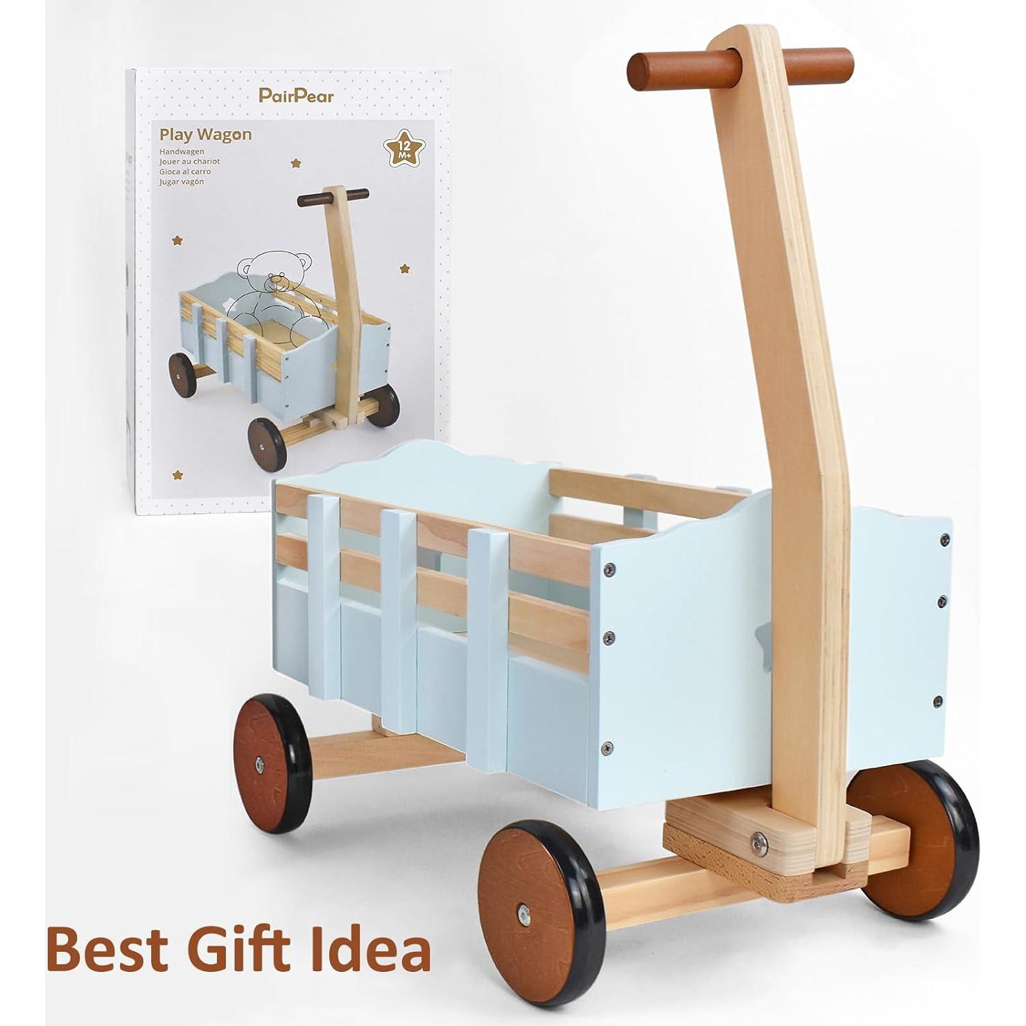 Carrito de Juguete PairPear 2 en 1 Andador y Carga Madera