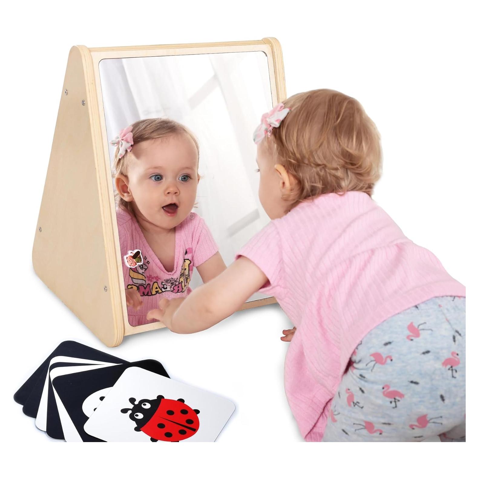 Espejo Doble Cara KRAND para Bebés con Tarjetas Visuales