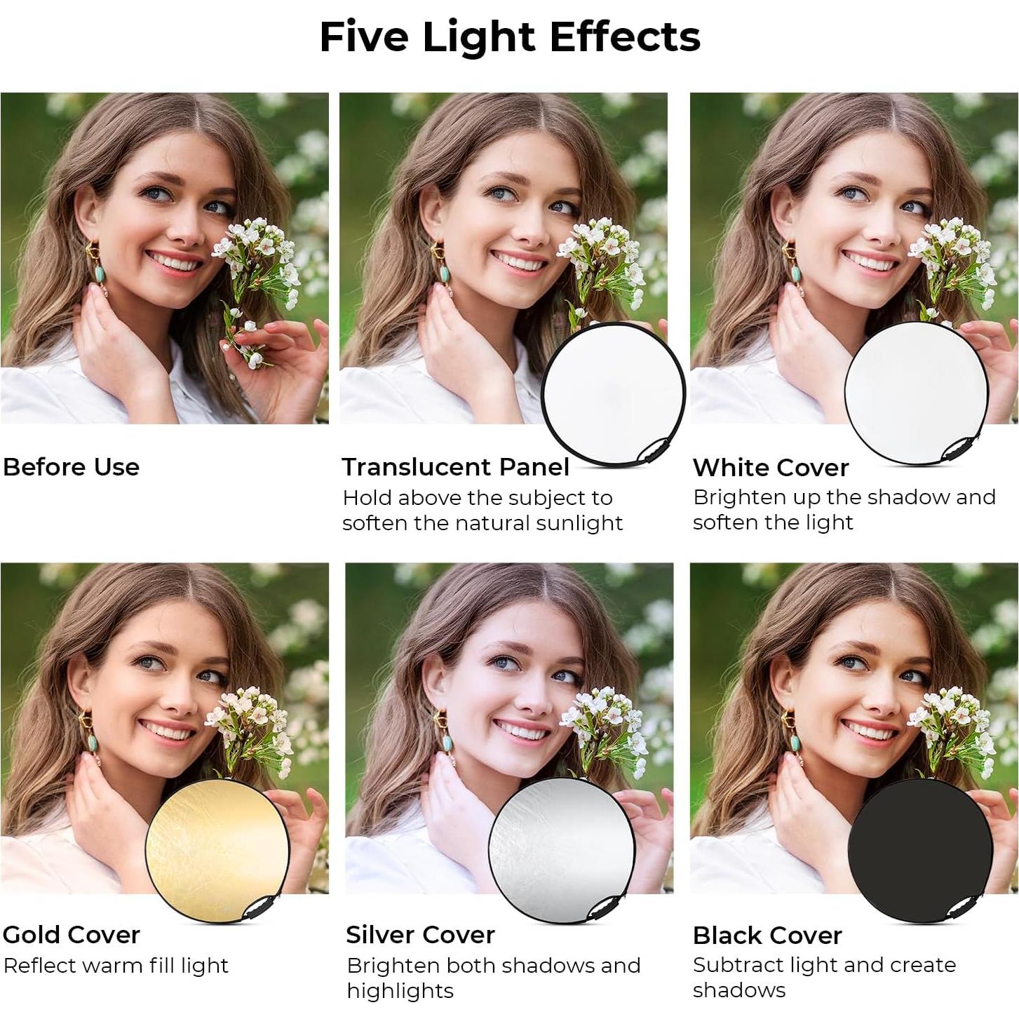 Reflector de Luz 5-en-1 K&F CONCEPT 60cm Plegable Portátil