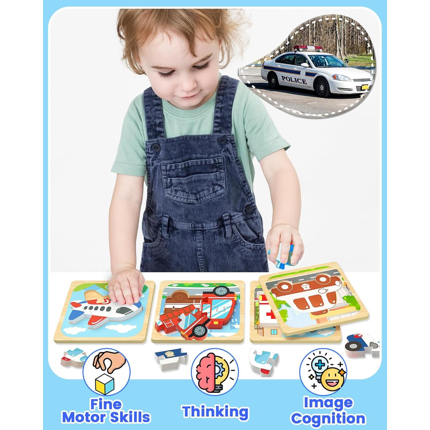 Rompecabezas de Madera Benresive 4 Piezas Montessori 1-3 Años