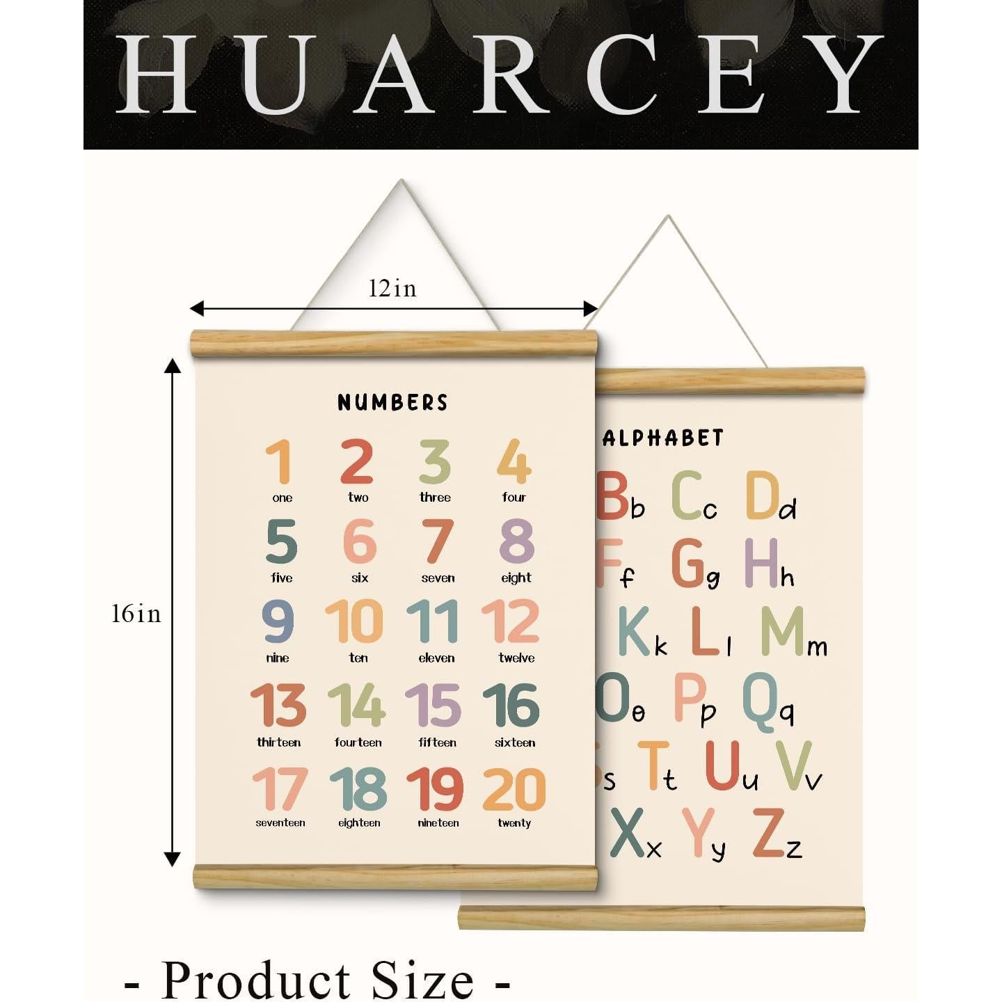 Conjunto de Pósters Educativos HUARCEY 30.48x40.64cm Alfabeto y Números