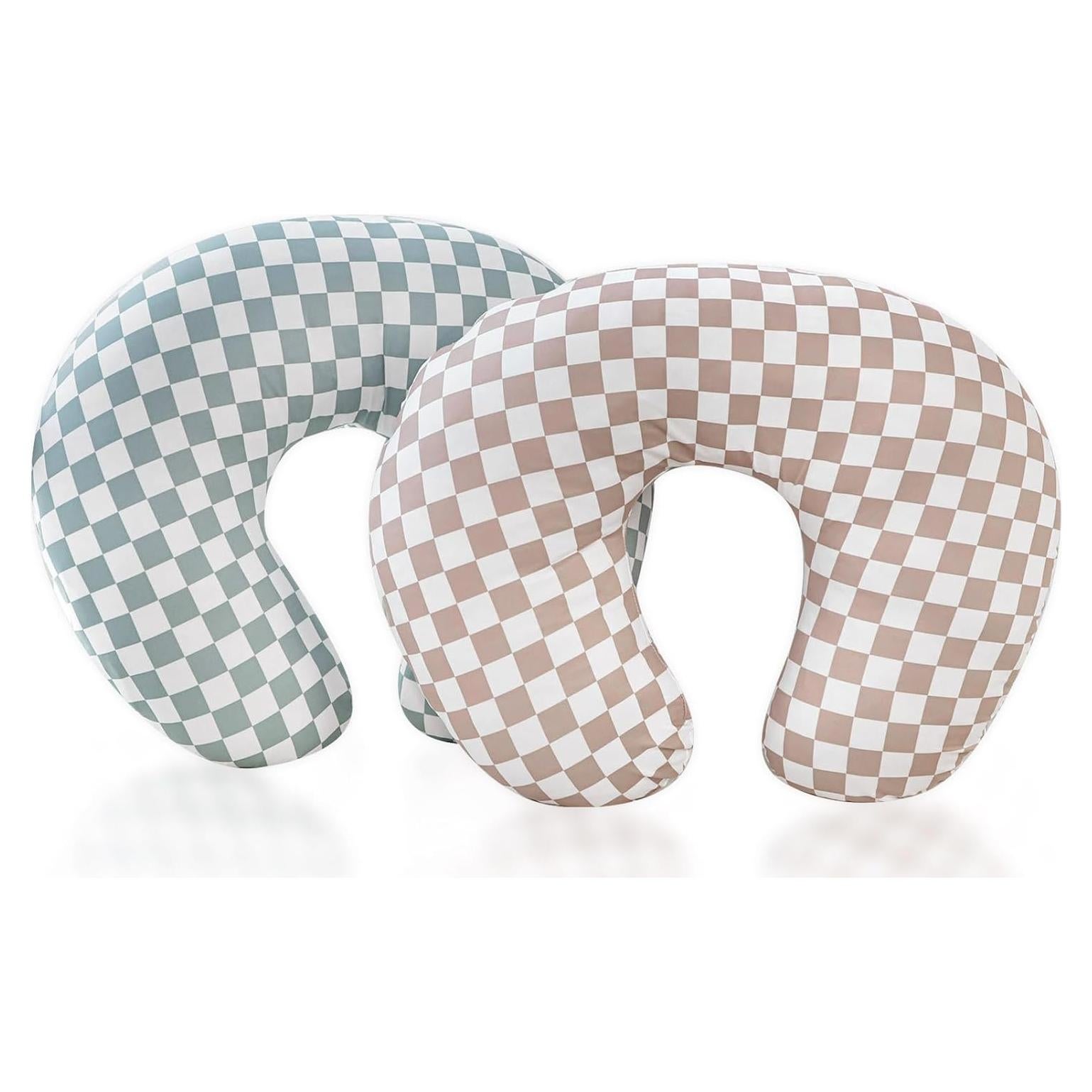 Funda de Almohada de Lactancia DILIMI 2 Paquetes Cuadrícula Verde y Marrón