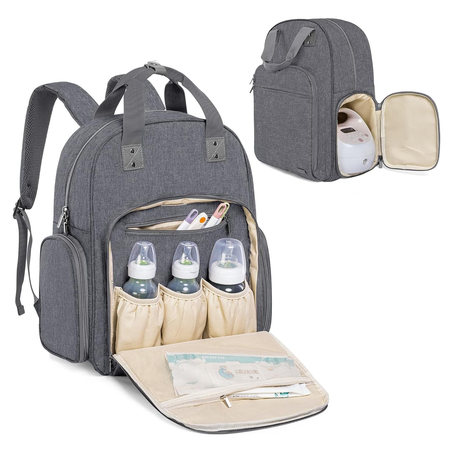 Bolsa para Extractor de Leche Teamoy Gris, Mochila 35L con Funda para Laptop