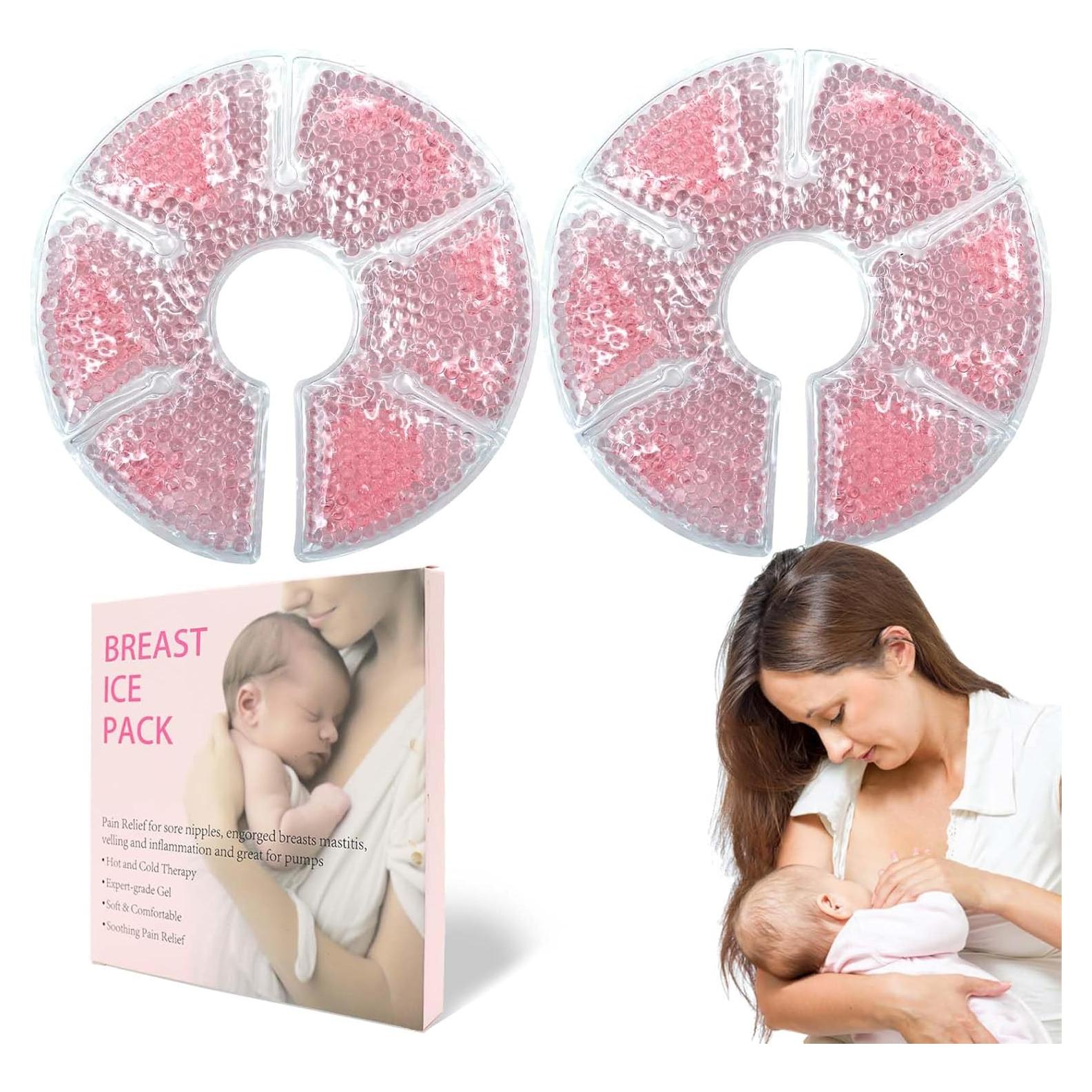 Paquete de Hielo Terapéutico para Senos Ruheaou - 2 Piezas Rosa