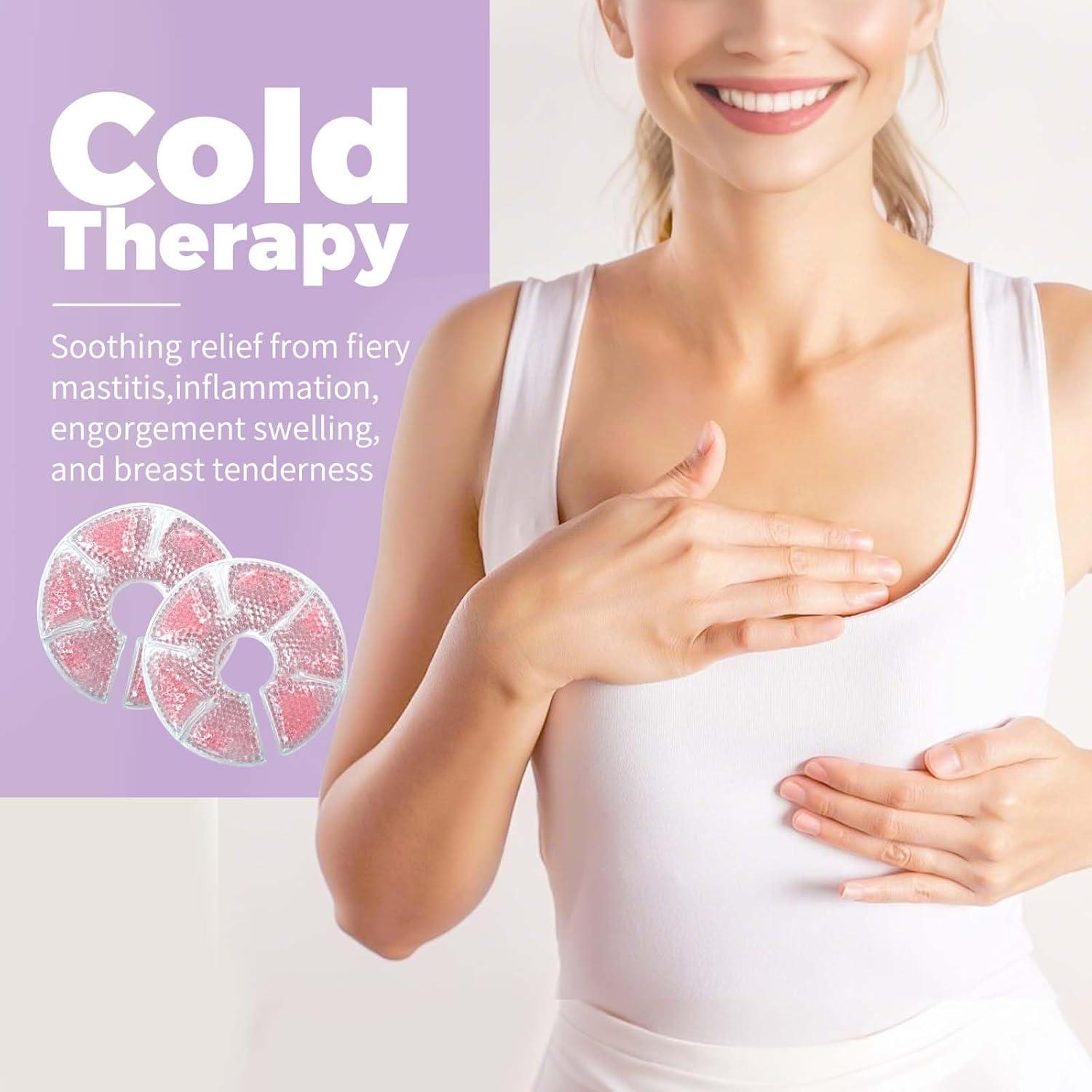 Paquete de Hielo Terapéutico para Senos Ruheaou - 2 Piezas Rosa