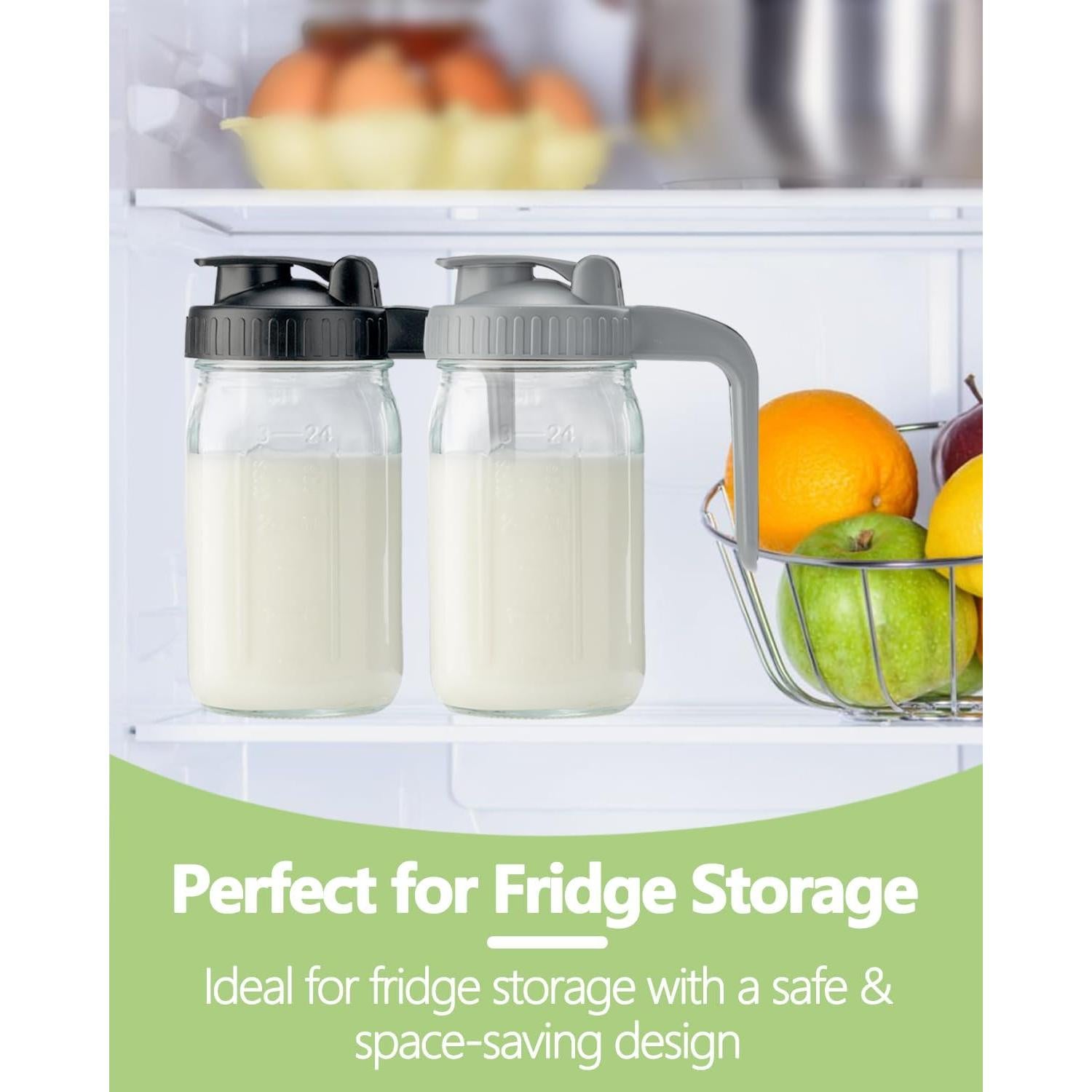 Jarra de vidrio 0.95L Miradexic con tapa a prueba de fugas