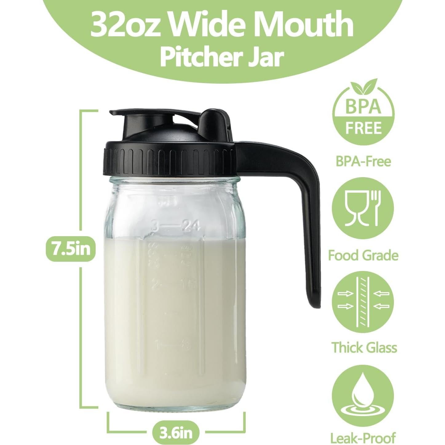 Jarra de vidrio 0.95L Miradexic con tapa a prueba de fugas