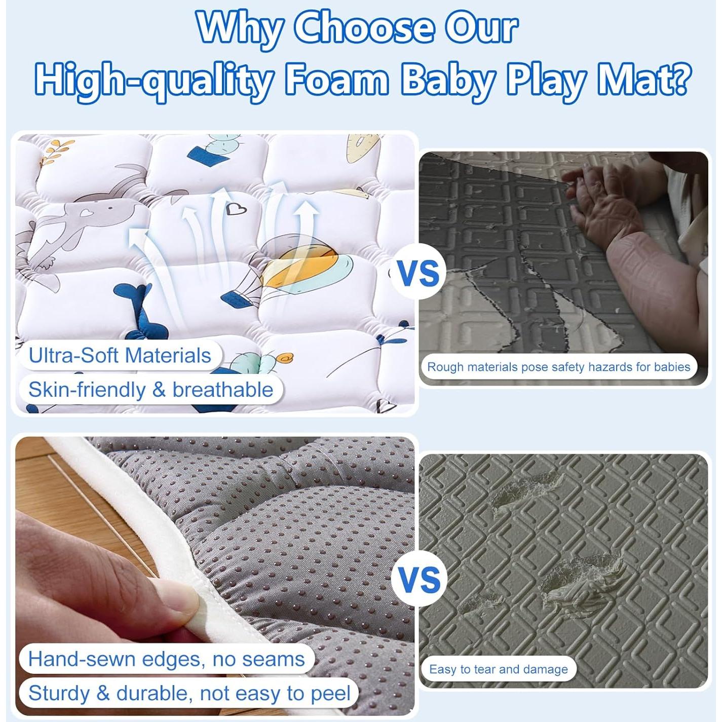 Alfombra de Juego para Bebés 119x119 cm Antideslizante Premium