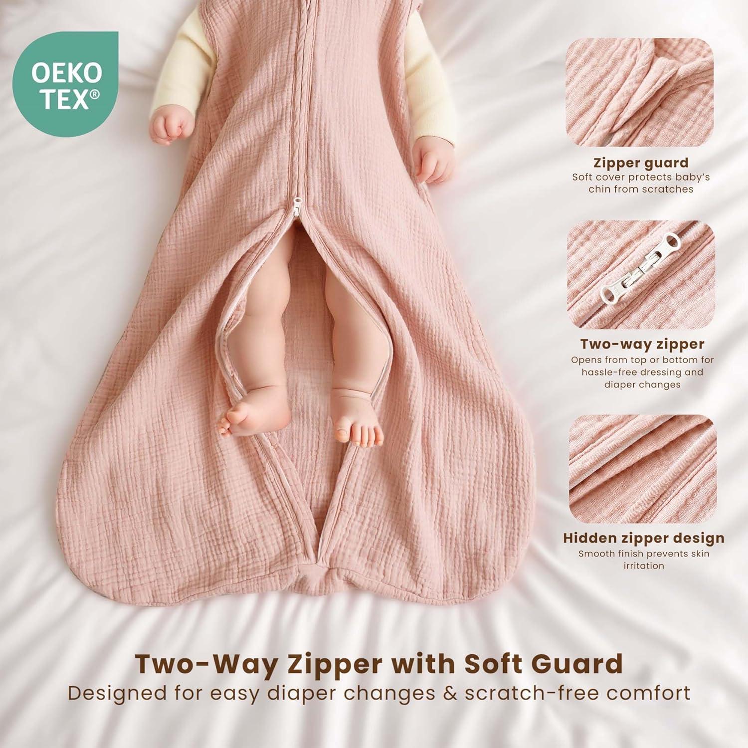 Saco de Sueño Muselina Konssy 0-6 Meses 0.8 TOG 2 Piezas