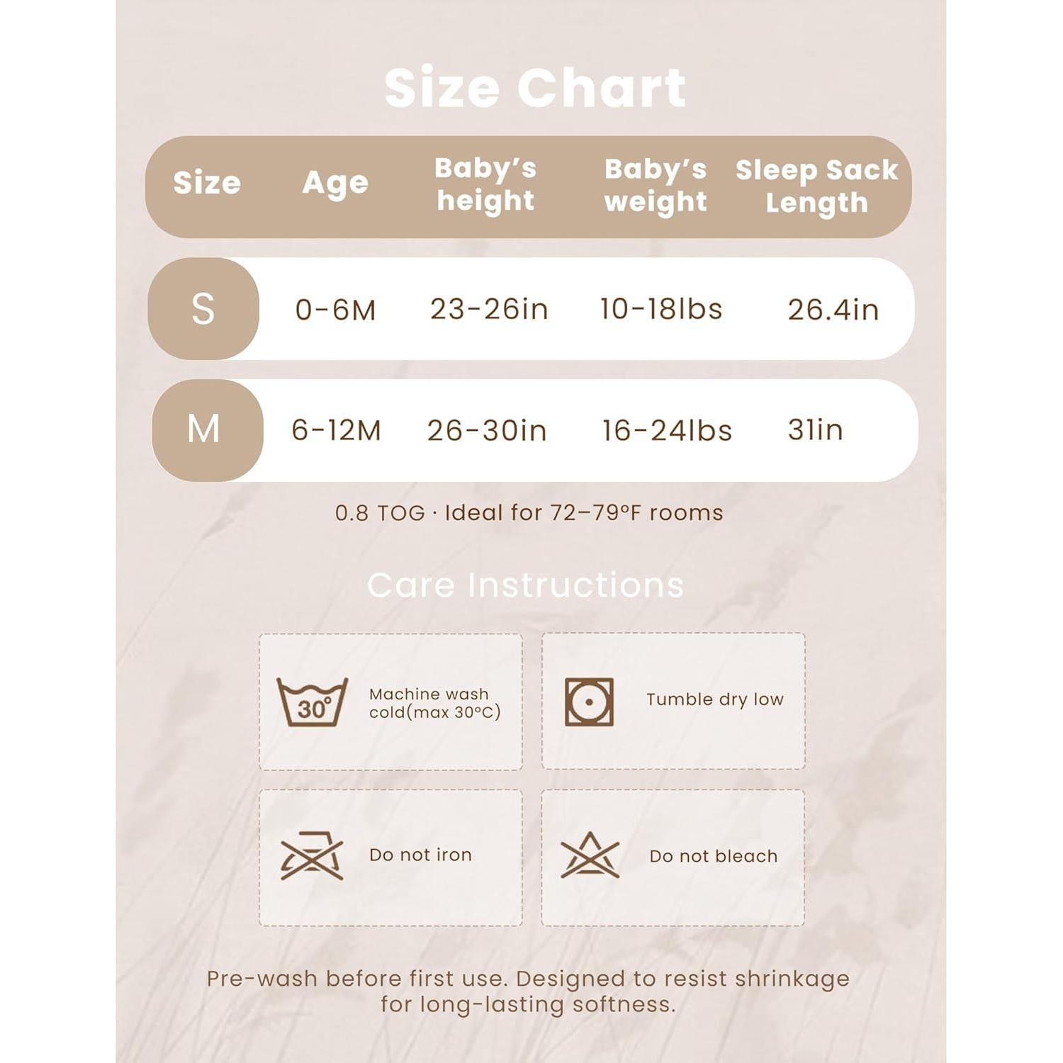 Saco de Sueño Muselina Konssy 0-6 Meses 0.8 TOG 2 Piezas