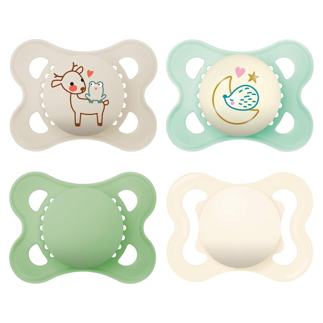 Chupetes MAM para Bebés 0-6 Meses, Paquete de 4, Silicona