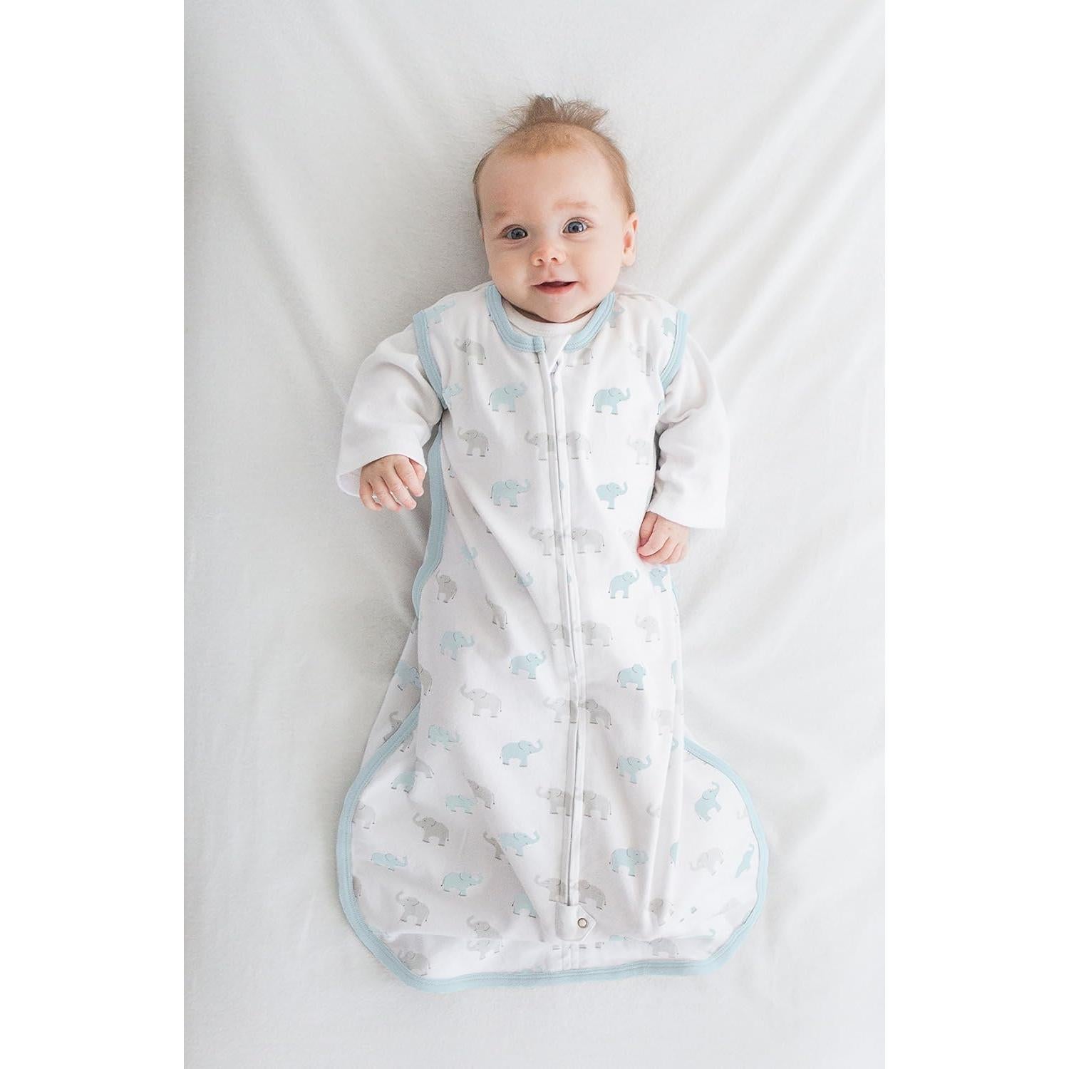 Saco de dormir de algodón Amazing Baby Elefantes 0-6 meses