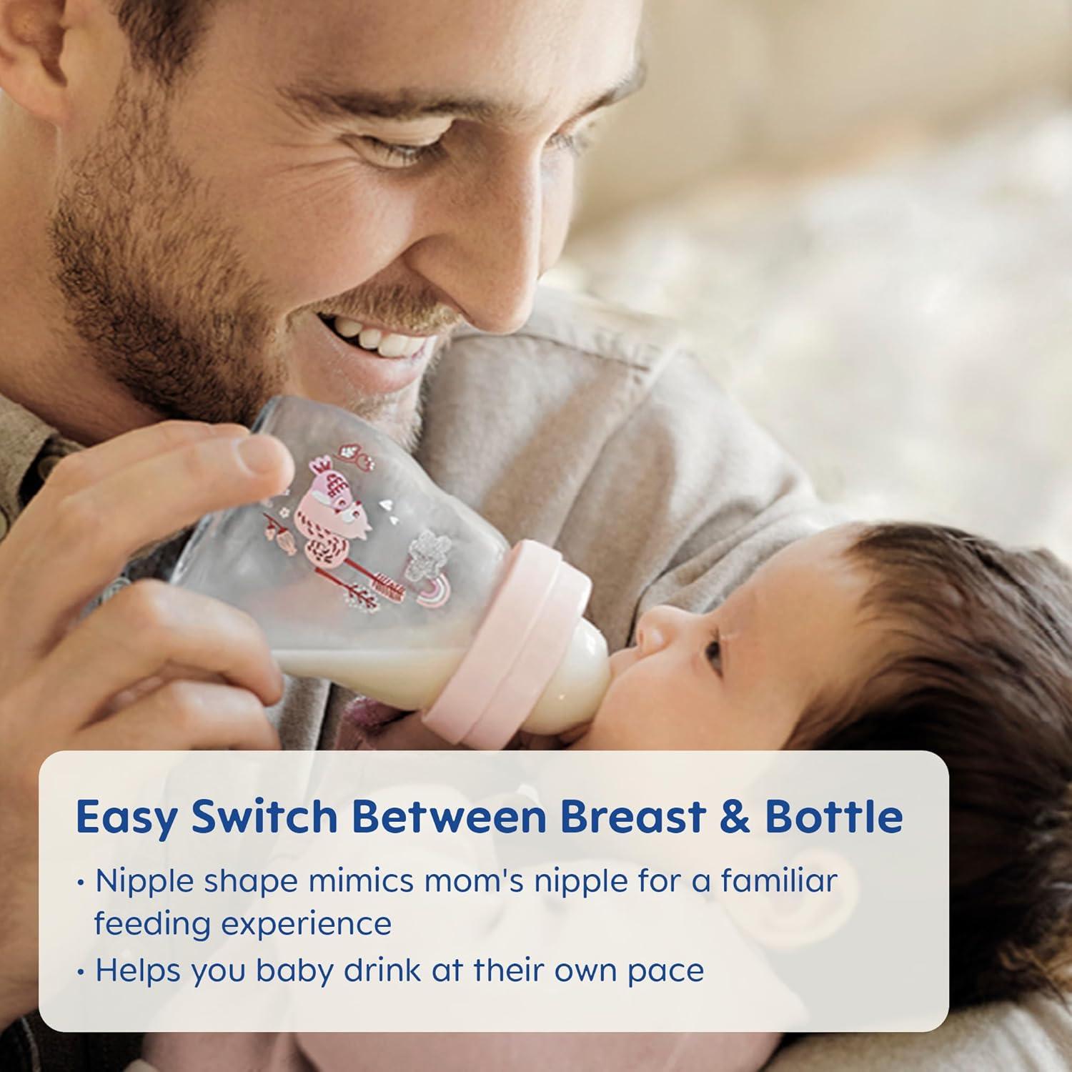 Botella de vidrio MAM Feel Good 170g, flujo lento, 0+ meses