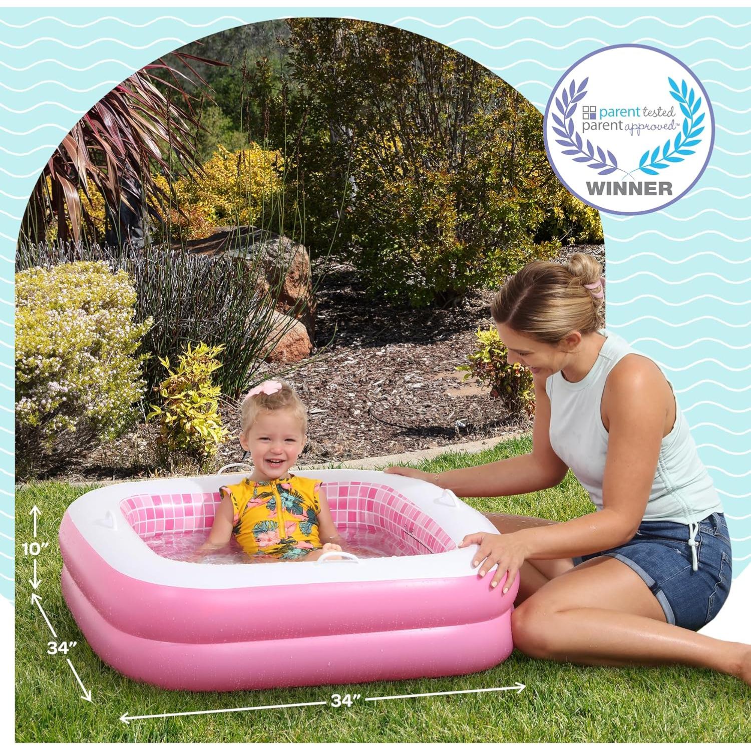 Piscina Inflable Cuadrada Rosa Grip A Pool 86.36cm para Bebés