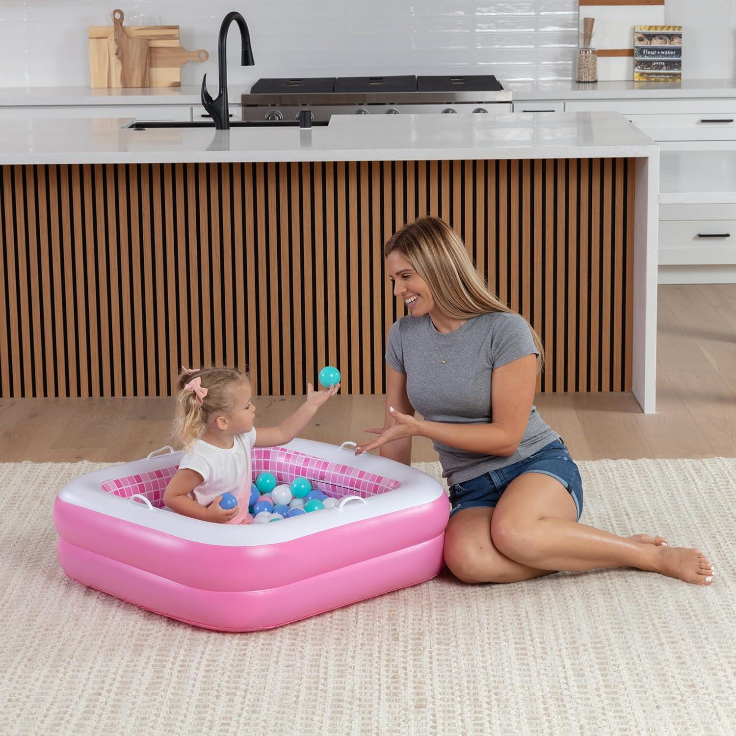 Piscina Inflable Cuadrada Rosa Grip A Pool 86.36cm para Bebés