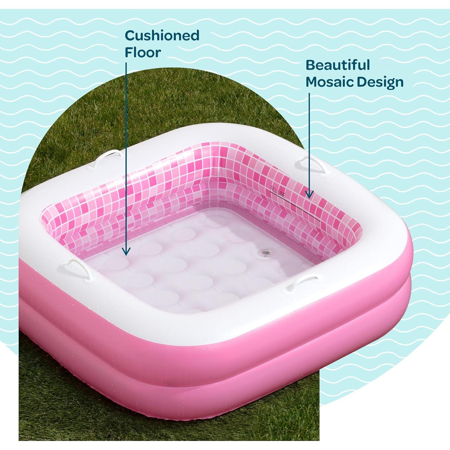 Piscina Inflable Cuadrada Rosa Grip A Pool 86.36cm para Bebés