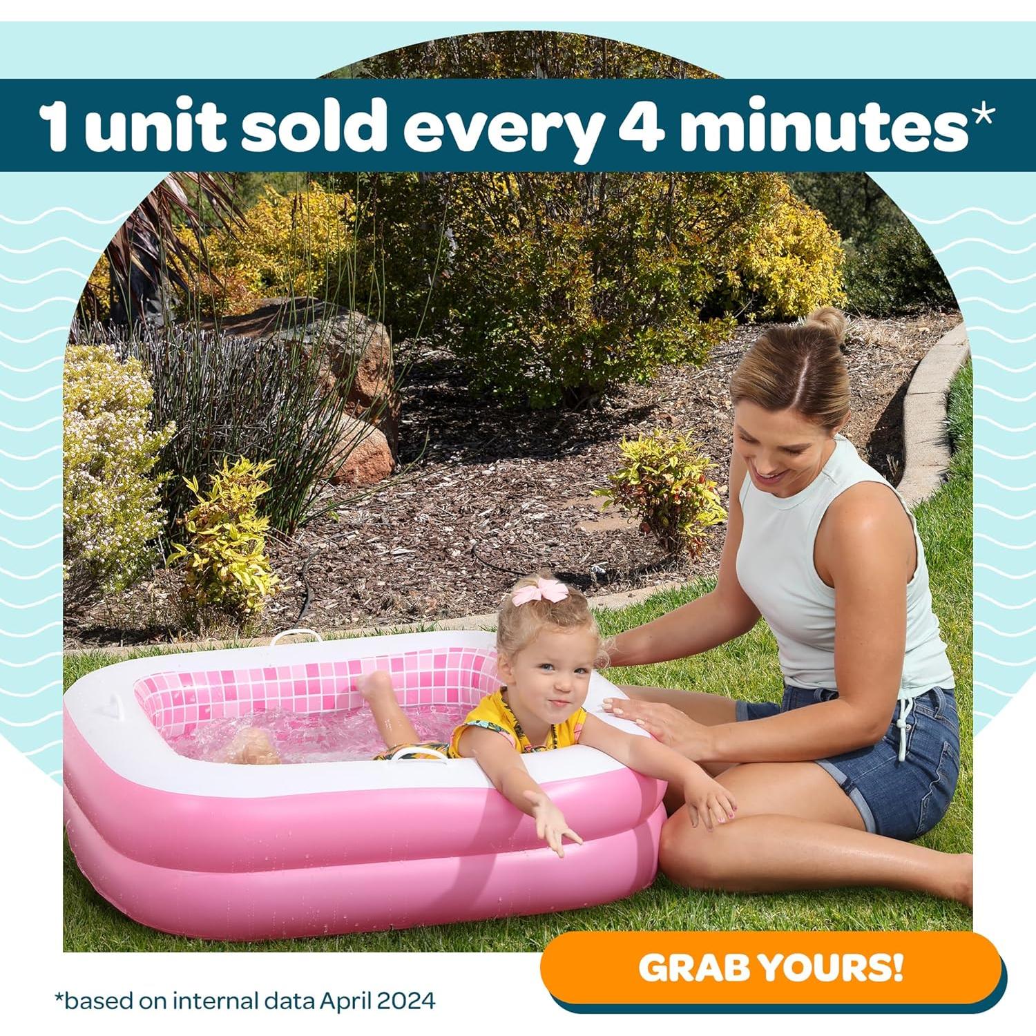 Piscina Inflable Cuadrada Rosa Grip A Pool 86.36cm para Bebés