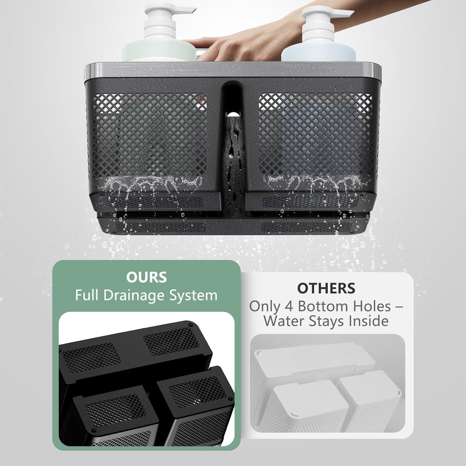 Caddy de Ducha BYUNER Negro Portátil con Drenaje Rápido