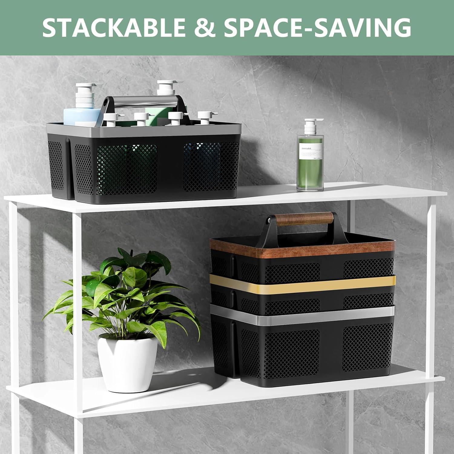 Caddy de Ducha BYUNER Negro Portátil con Drenaje Rápido