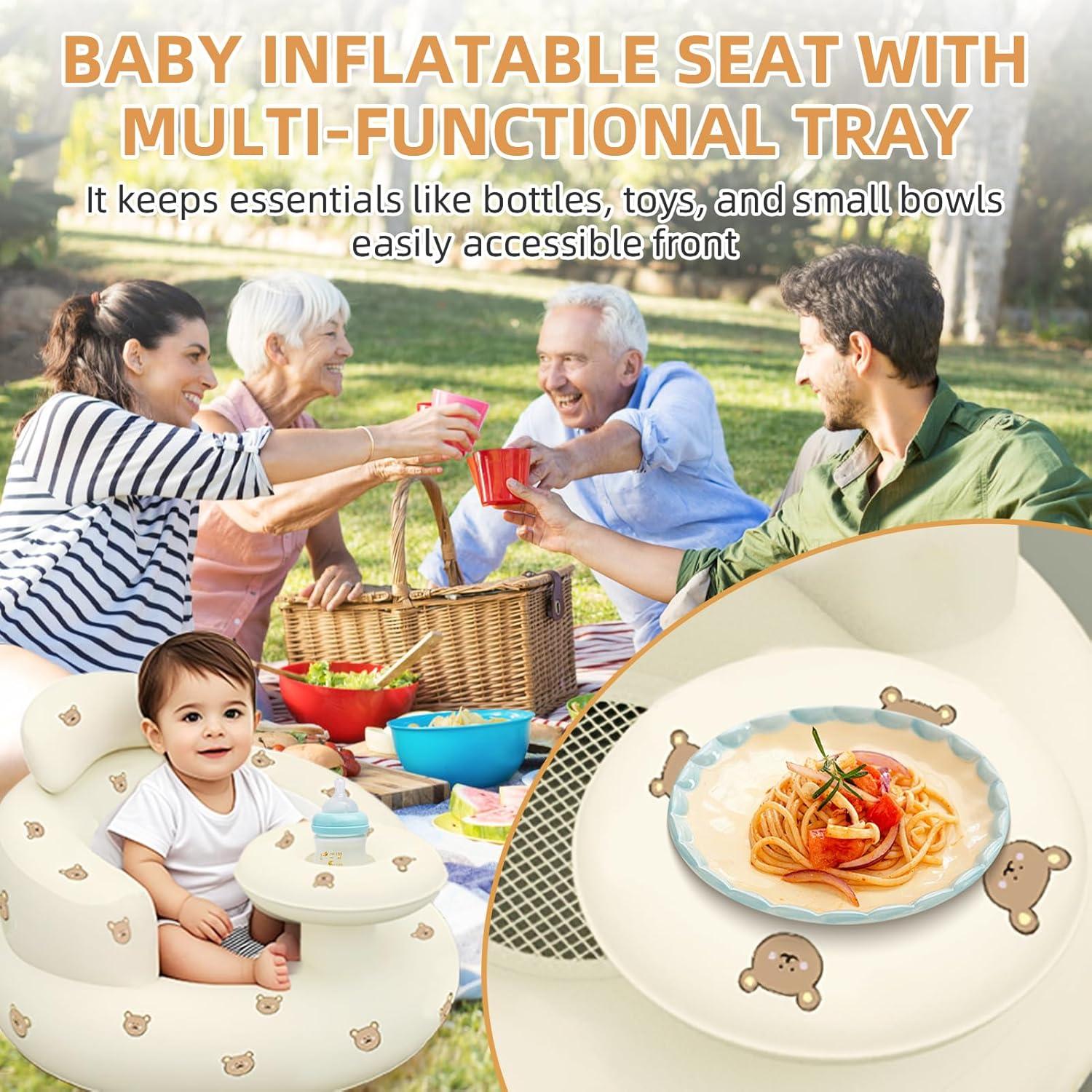 Silla Inflable para Bebés DDTPDE con Bandeja y Soporte Oso