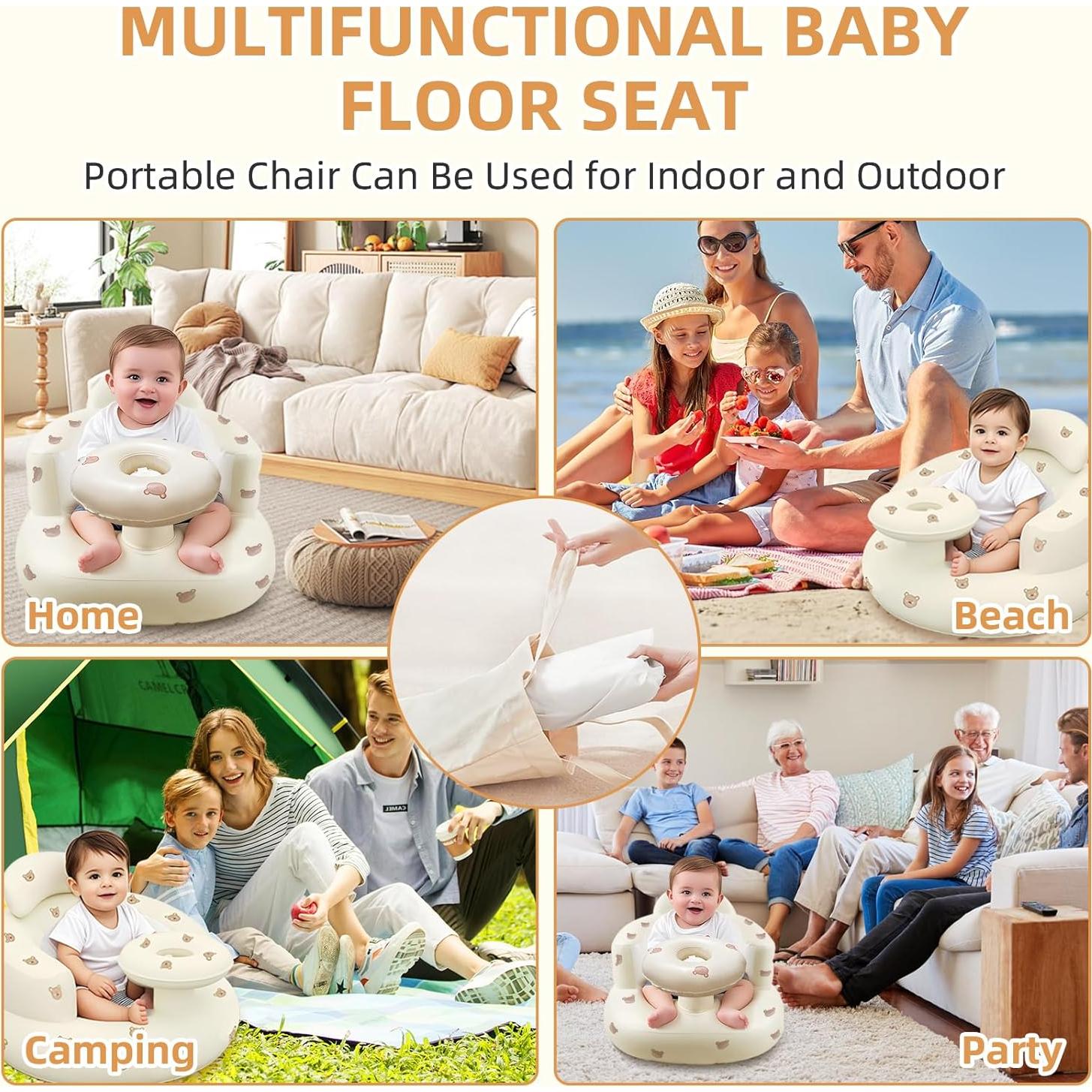 Silla Inflable para Bebés DDTPDE con Bandeja y Soporte Oso