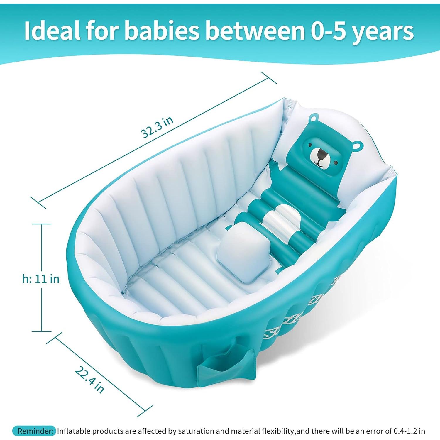 Tina de Baño Inflable KENPUAZ Azul Plegable para Bebés