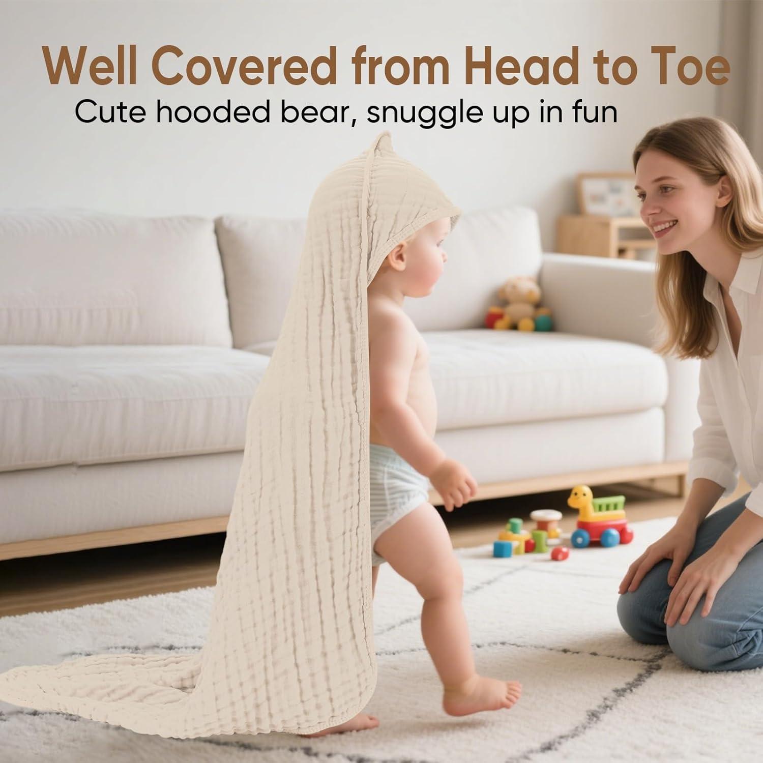 Toalla de baño para bebé MIGIOL 100% algodón muselina 81x81cm