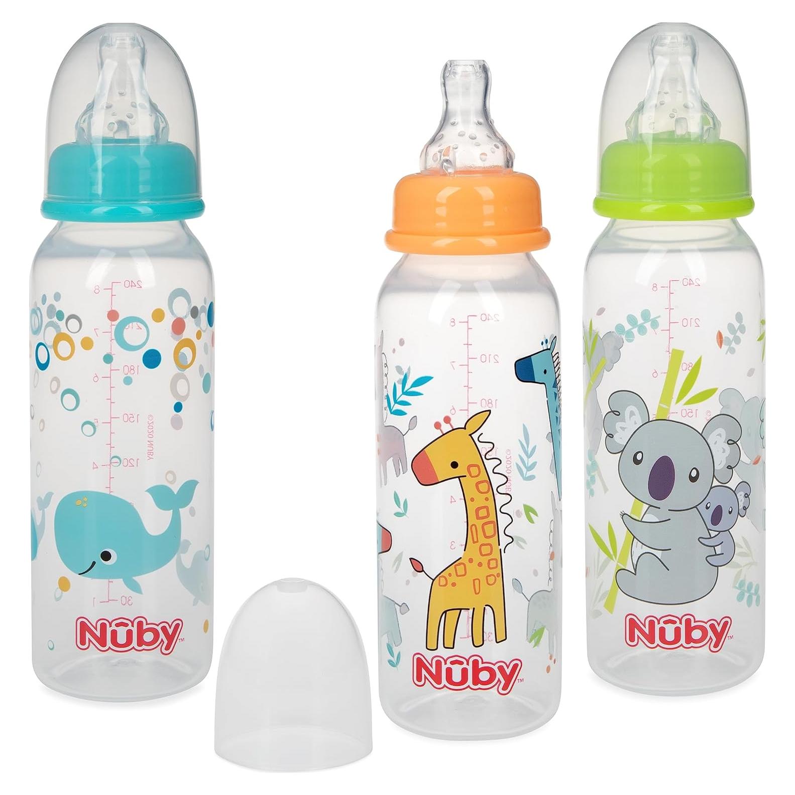 Botella Nuby Sin Goteo 226ml 3 Colores Aqua Naranja Verde