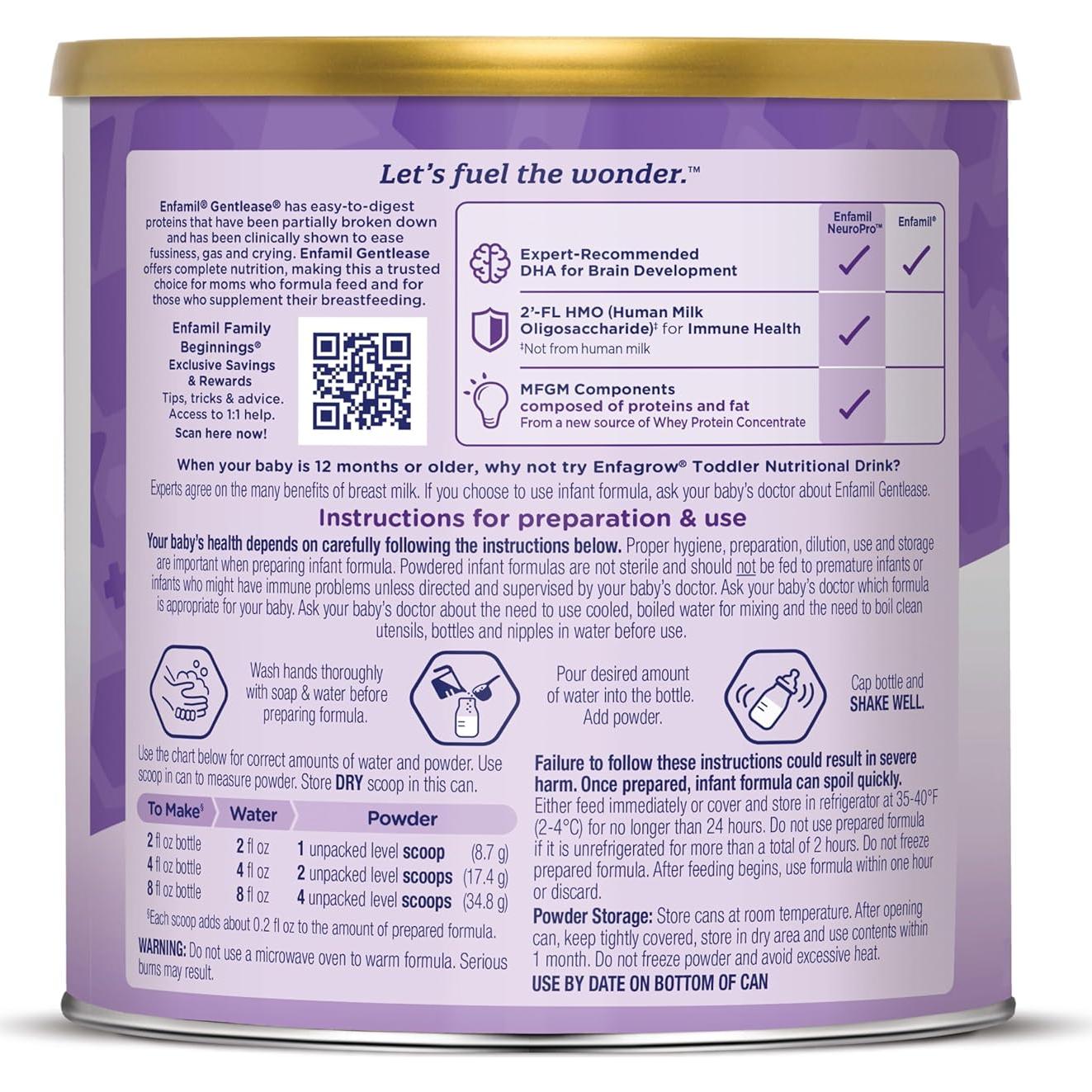 Fórmula para Bebés Enfamil Gentlease 563.3 g - Alivio Gases y Llanto