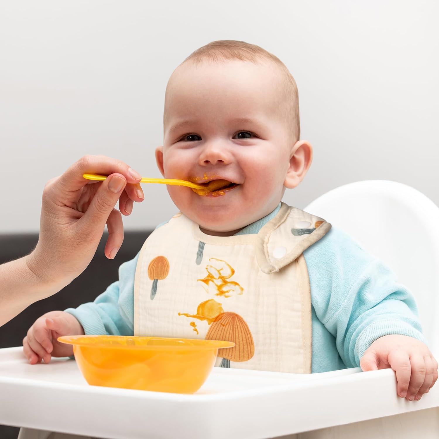 Zainpe 6 Baberos de Muselina de Algodón Beige para Bebés