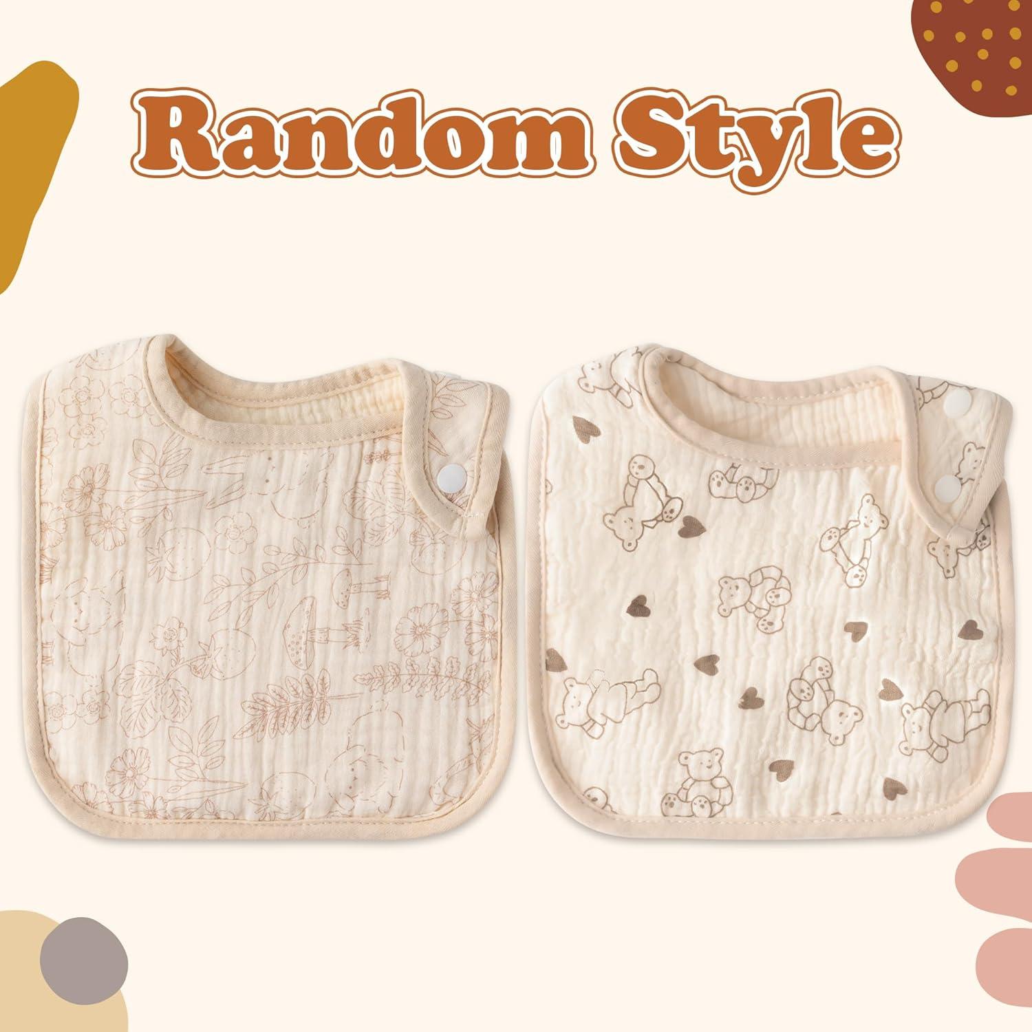 Zainpe 6 Baberos de Muselina de Algodón Beige para Bebés