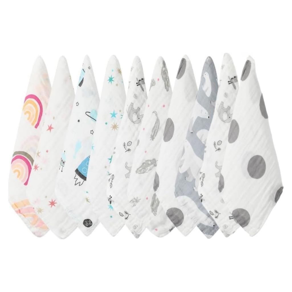 Toallitas de Muselina para Bebés Norinori - 10 Piezas 25.4x25.4cm