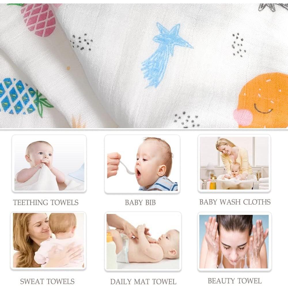 Toallitas de Muselina para Bebés Norinori - 10 Piezas 25.4x25.4cm