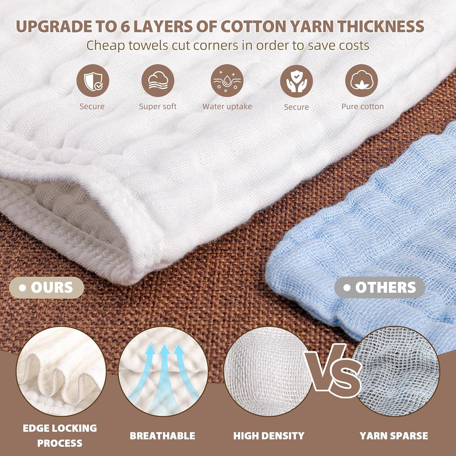 Paquete de 12 Paños de Muselina BHYTAKI 100% Algodón 50.8x25.4 cm