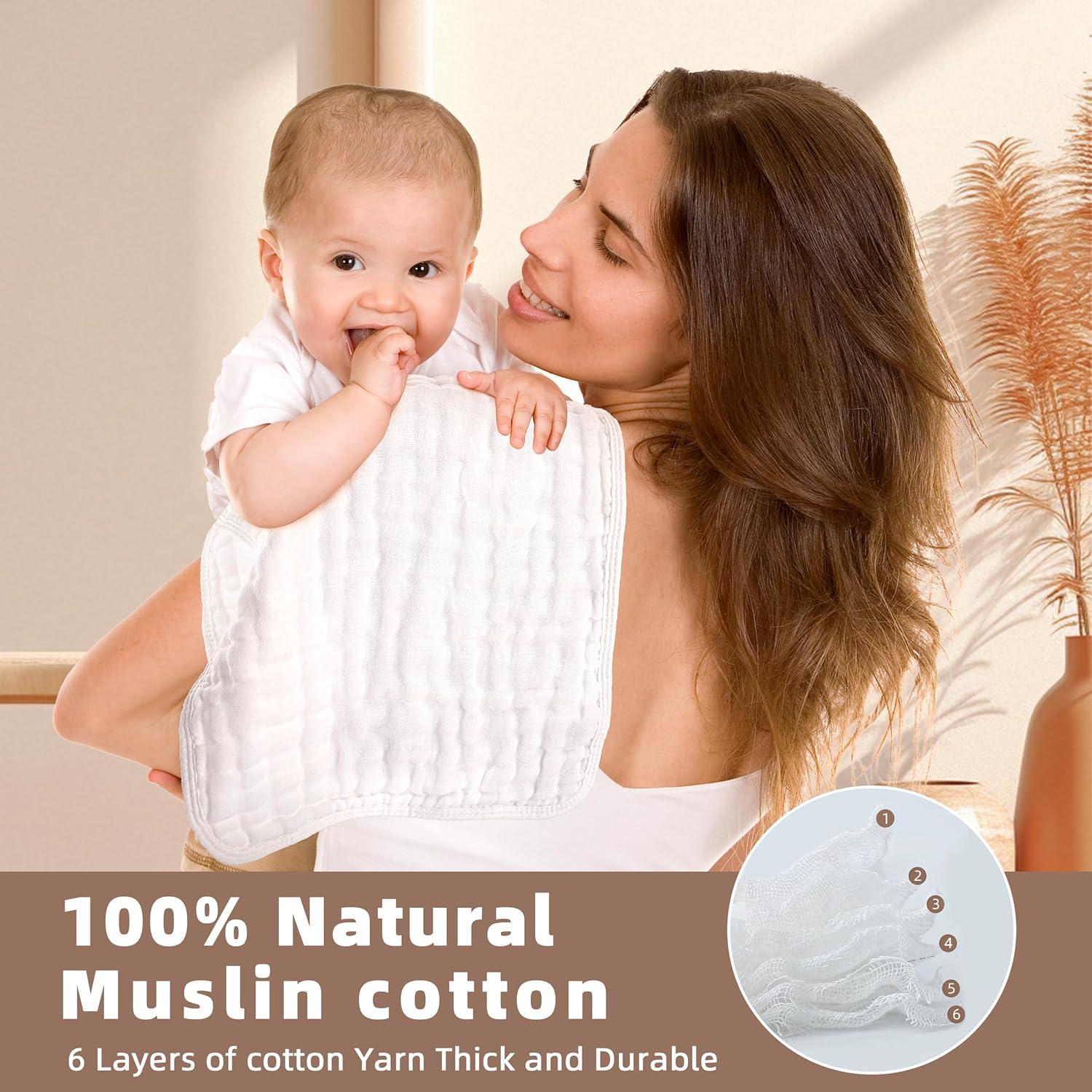 Paquete de 12 Paños de Muselina BHYTAKI 100% Algodón 50.8x25.4 cm