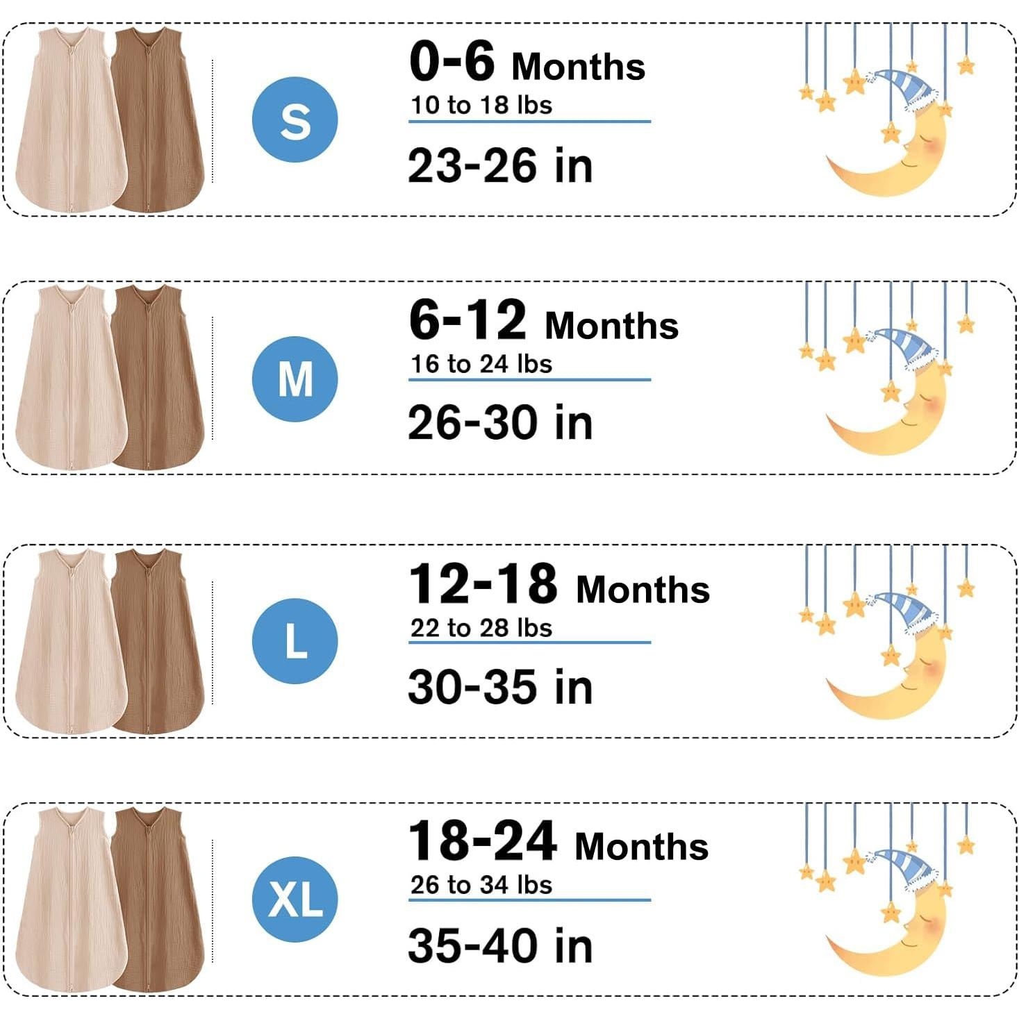 Sacos de Dormir para Bebés 0-24 Meses QYY24 Algodón Orgánico