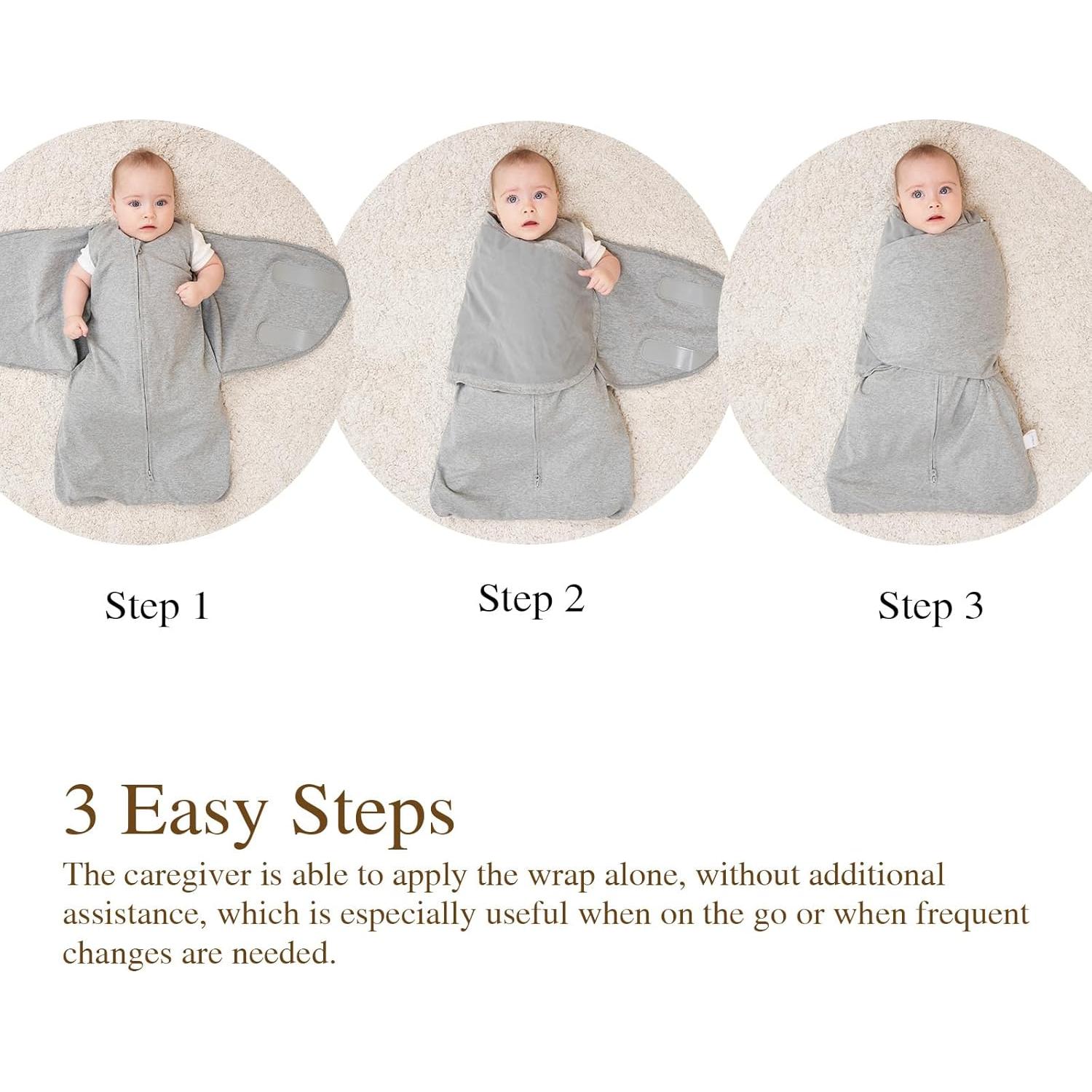 Manta Envolvente para Bebé Ftikvo 100% Algodón Gris 3-6 Meses