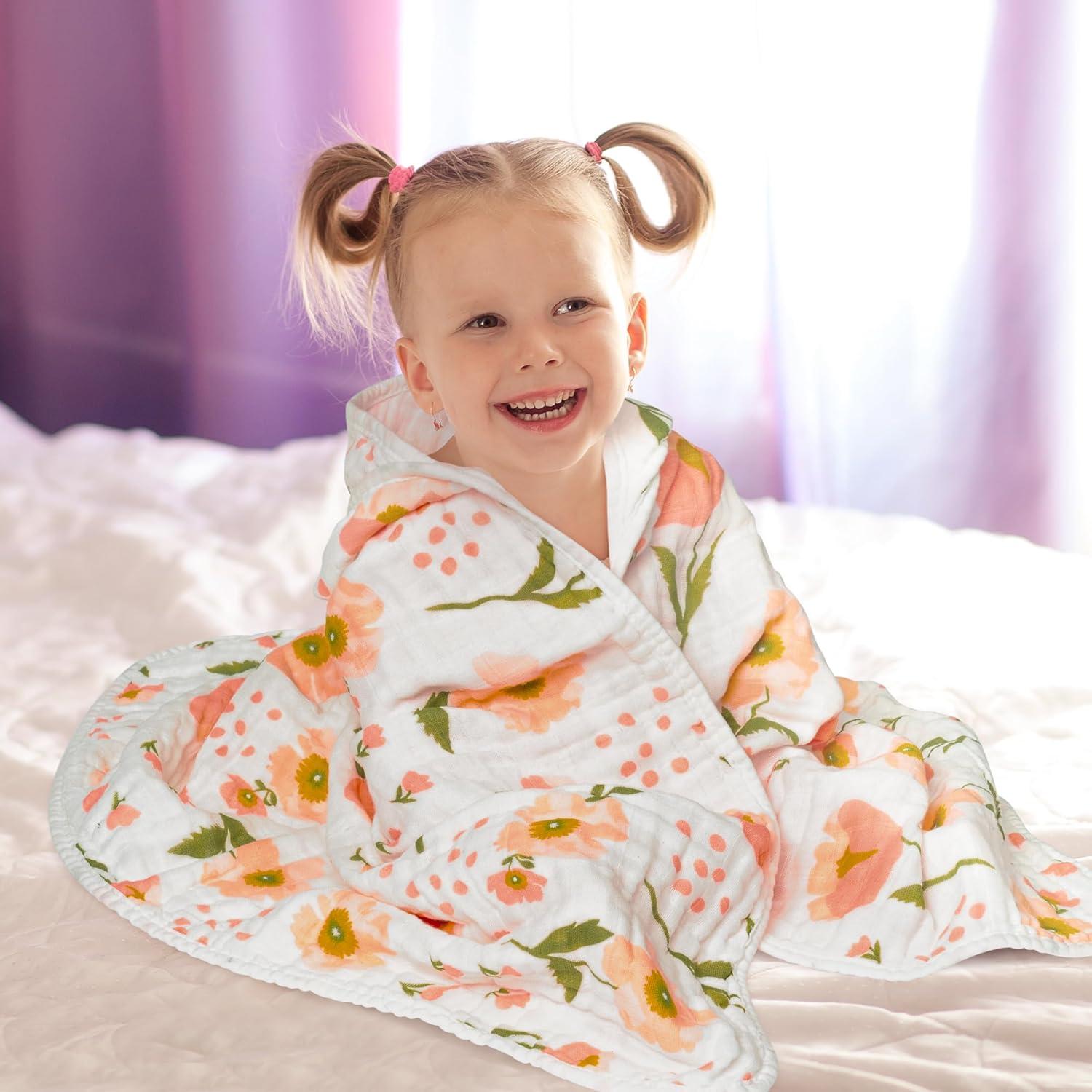 Set de Toallas con Capucha Zainpe 4Pcs Algodón Floral 80x80cm