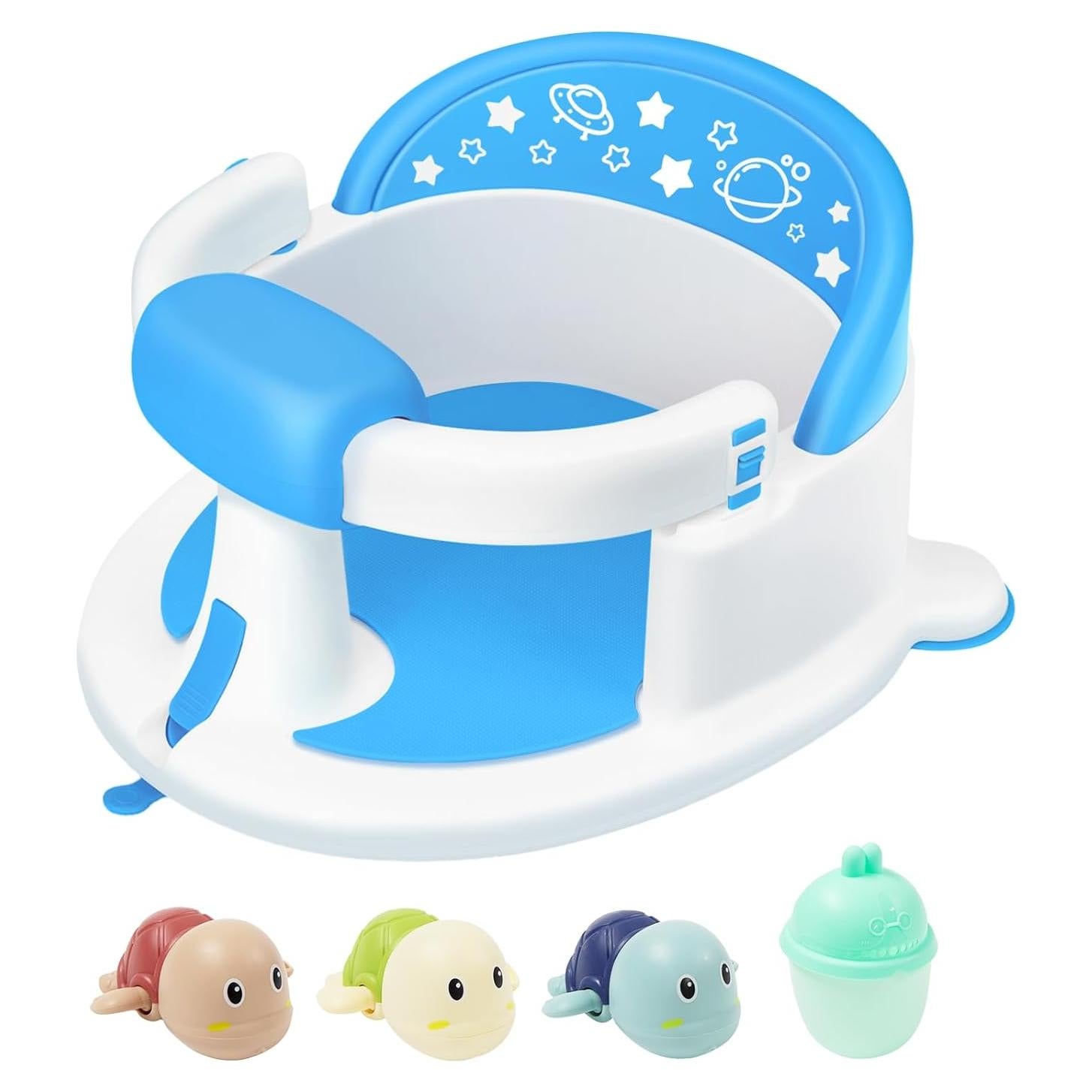 Asiento de Baño Antideslizante para Bebés Azul - 6 Meses+