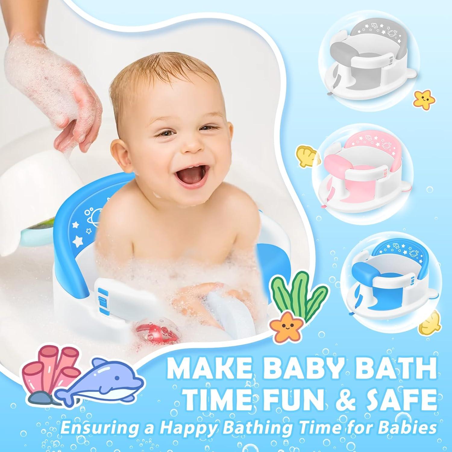 Asiento de Baño Antideslizante para Bebés Azul - 6 Meses+