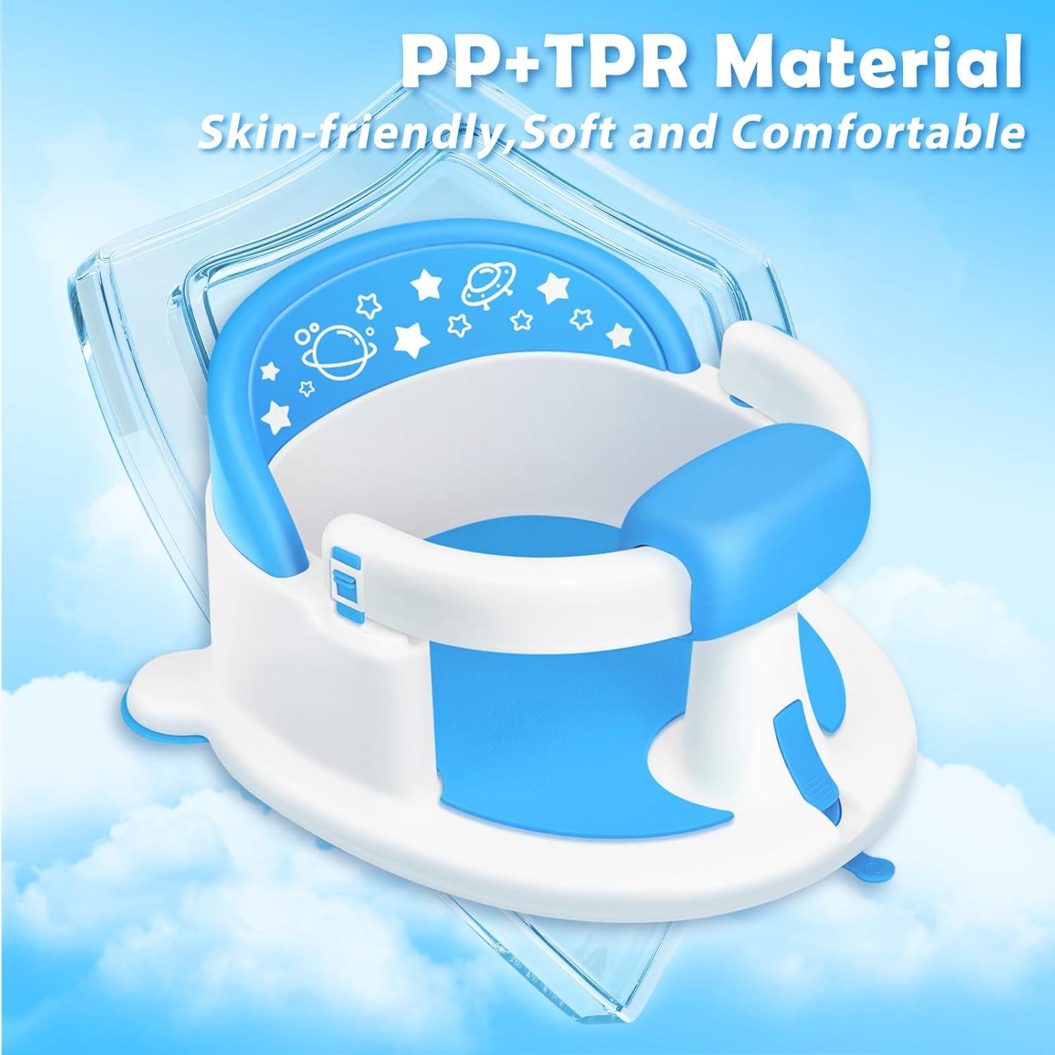 Asiento de Baño Antideslizante para Bebés Azul - 6 Meses+