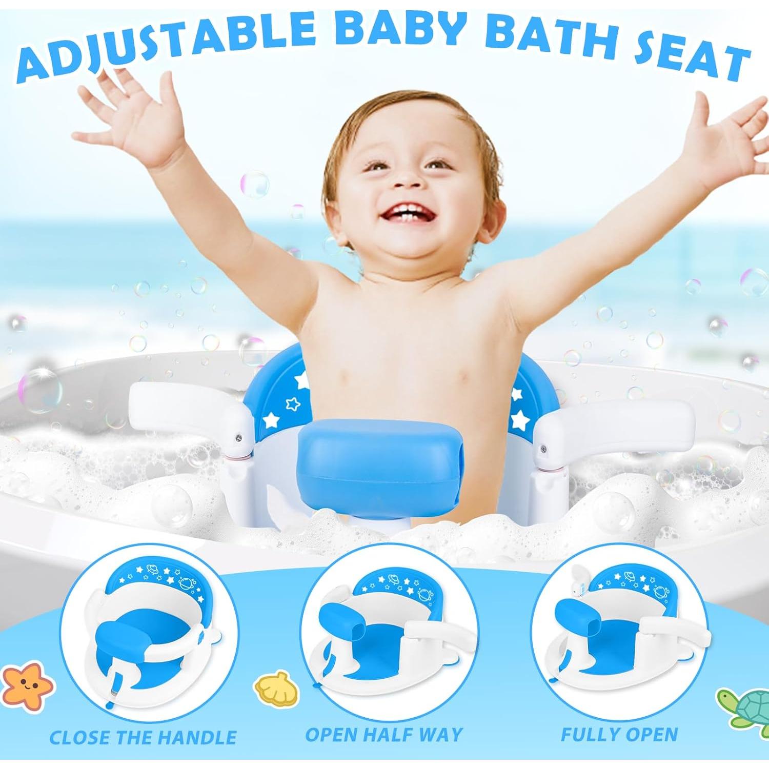 Asiento de Baño Antideslizante para Bebés Azul - 6 Meses+