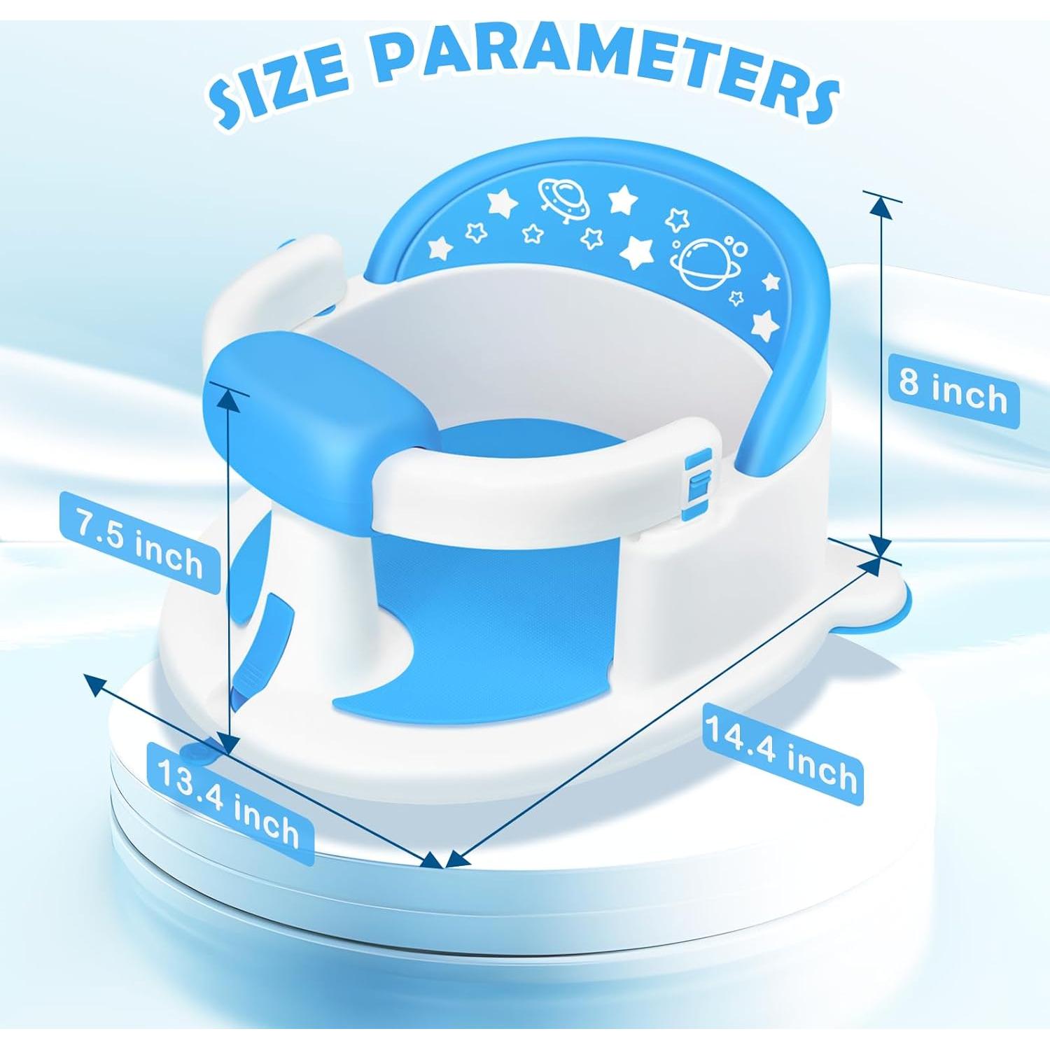 Asiento de Baño Antideslizante para Bebés Azul - 6 Meses+